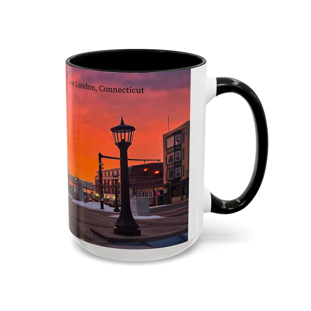 Soldiers and Sailors Monument New London Sunrise Coffee Mug — Scenic Downtown Monument Sunset Accent Mug (11/15oz)
