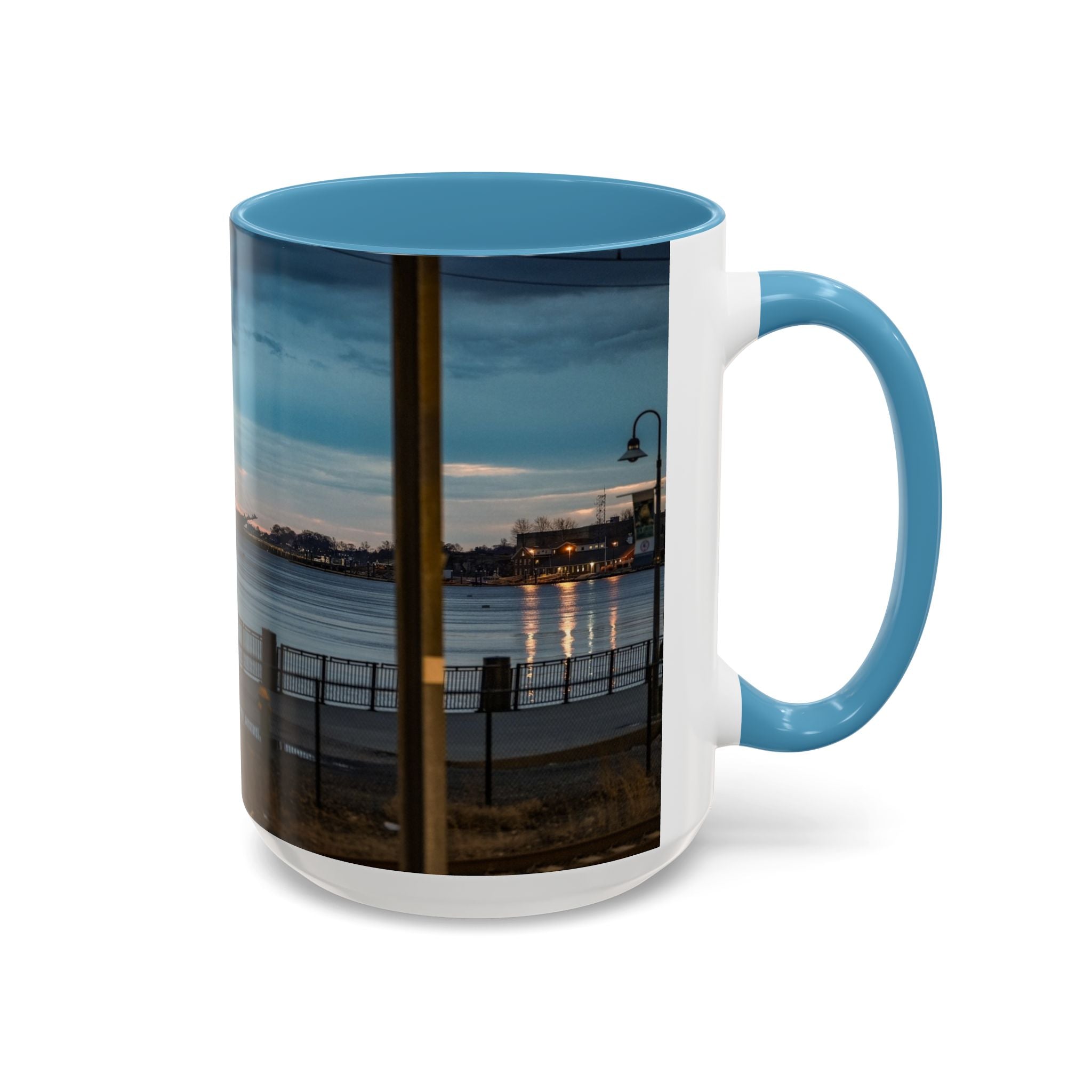 USCGC Eagle New London Connecticut Harbor Sunset Accent Coffee Mug — Scenic Waterfront Photo Mug (11/15oz)