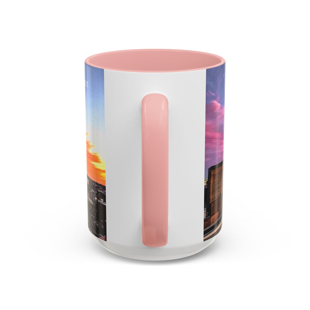 New London Sunset Skyline Accent Coffee Mug — Pink Interior Cityscape