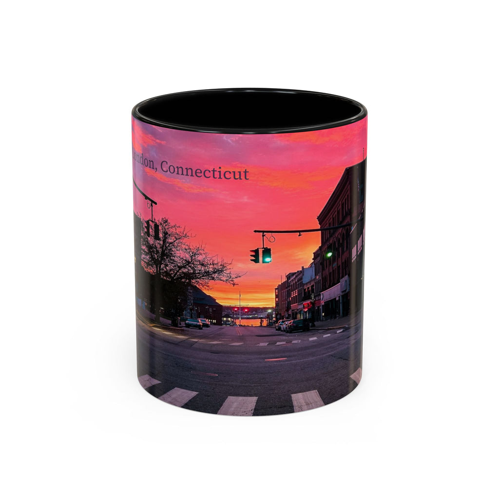 New London Eugene Oneil Sunrise Main Coffee Mug — Colorful Downtown Scenic Ceramic Mug (11oz/15oz)