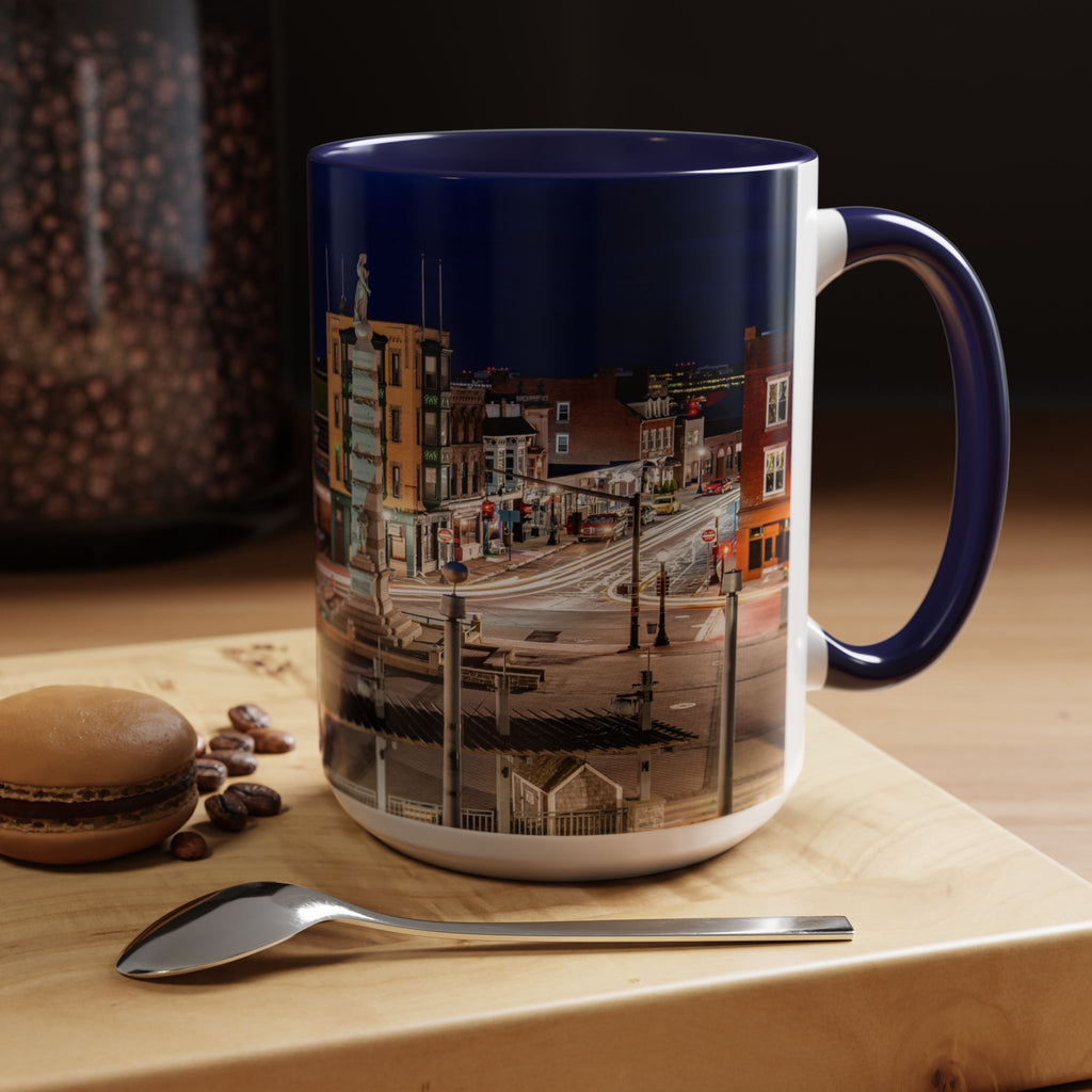 Parade Plaza New London Connecticut Long Exposure Nightscape Accent Coffee Mug — 11/15oz