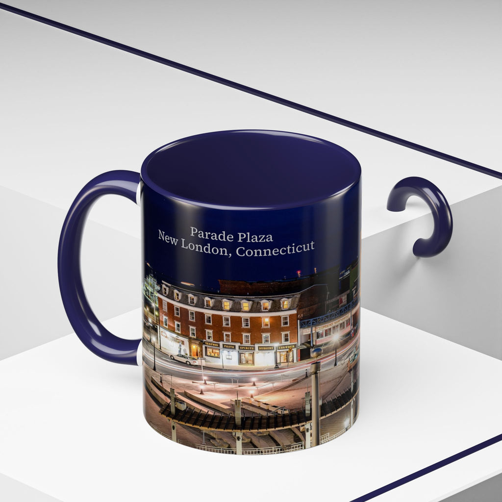 Parade Plaza New London Connecticut Long Exposure Nightscape Accent Coffee Mug — 11/15oz