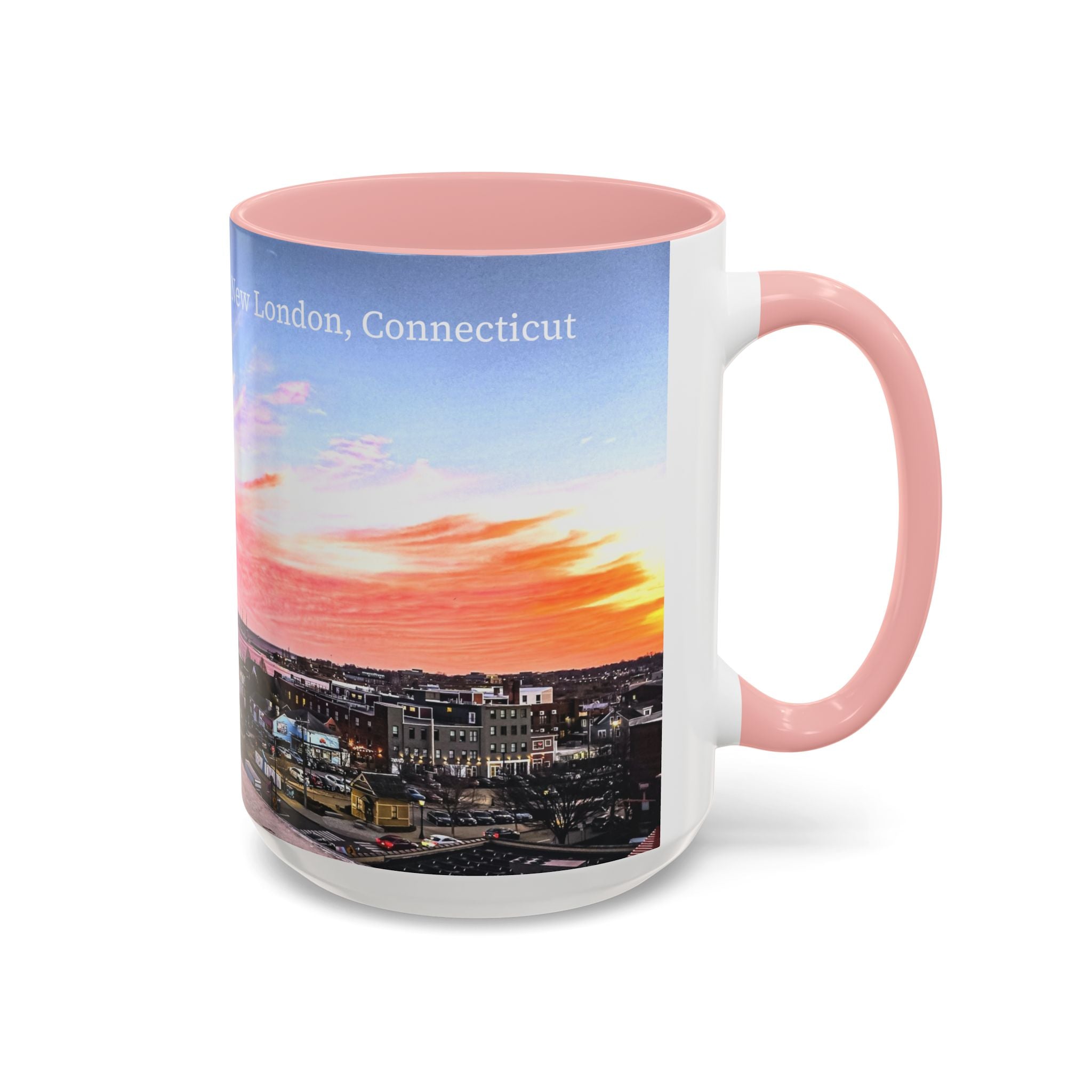 New London Sunset Skyline Accent Coffee Mug — Pink Interior Cityscape