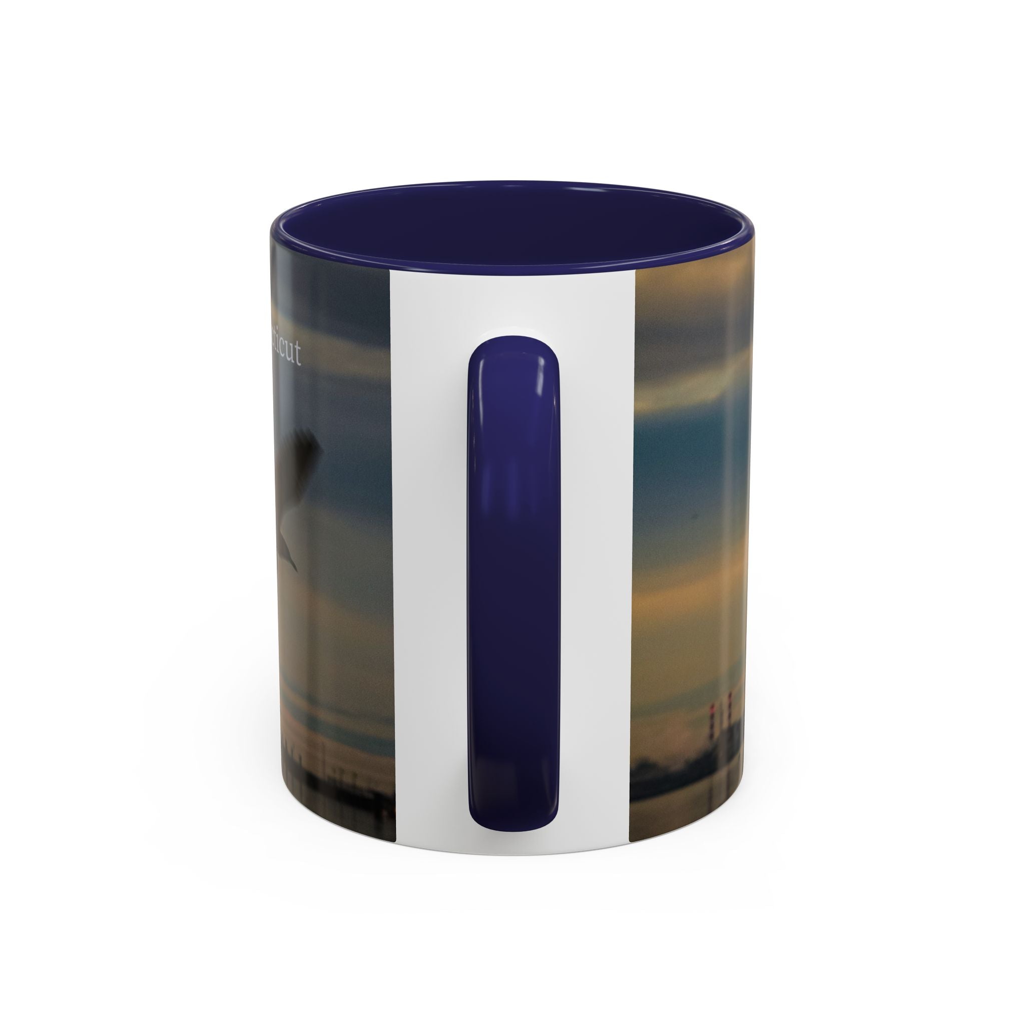 USCGC Eagle New London Seagull Sunset Accent Coffee Mug — Scenic Beach Bird Photography, 11/15oz