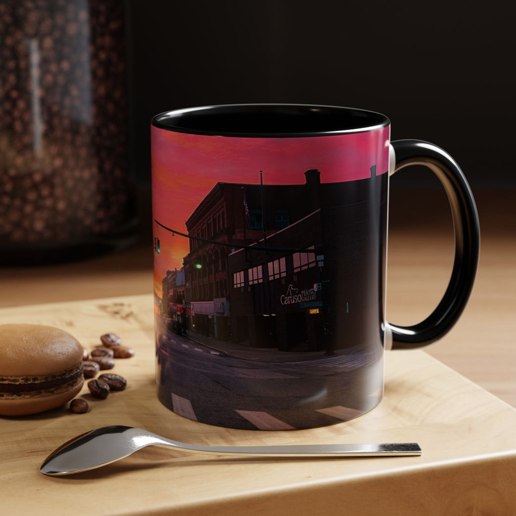 New London Eugene Oneil Sunrise Main Coffee Mug — Colorful Downtown Scenic Ceramic Mug (11oz/15oz)