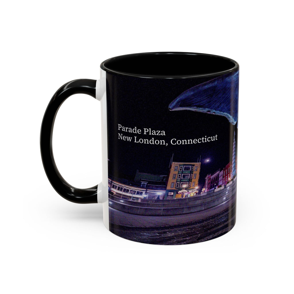 Parade Plaza New London Whale Tail Nightscape Coffee Mug — Waterfront Lights & Sculpture Accent Mug (11/15oz)
