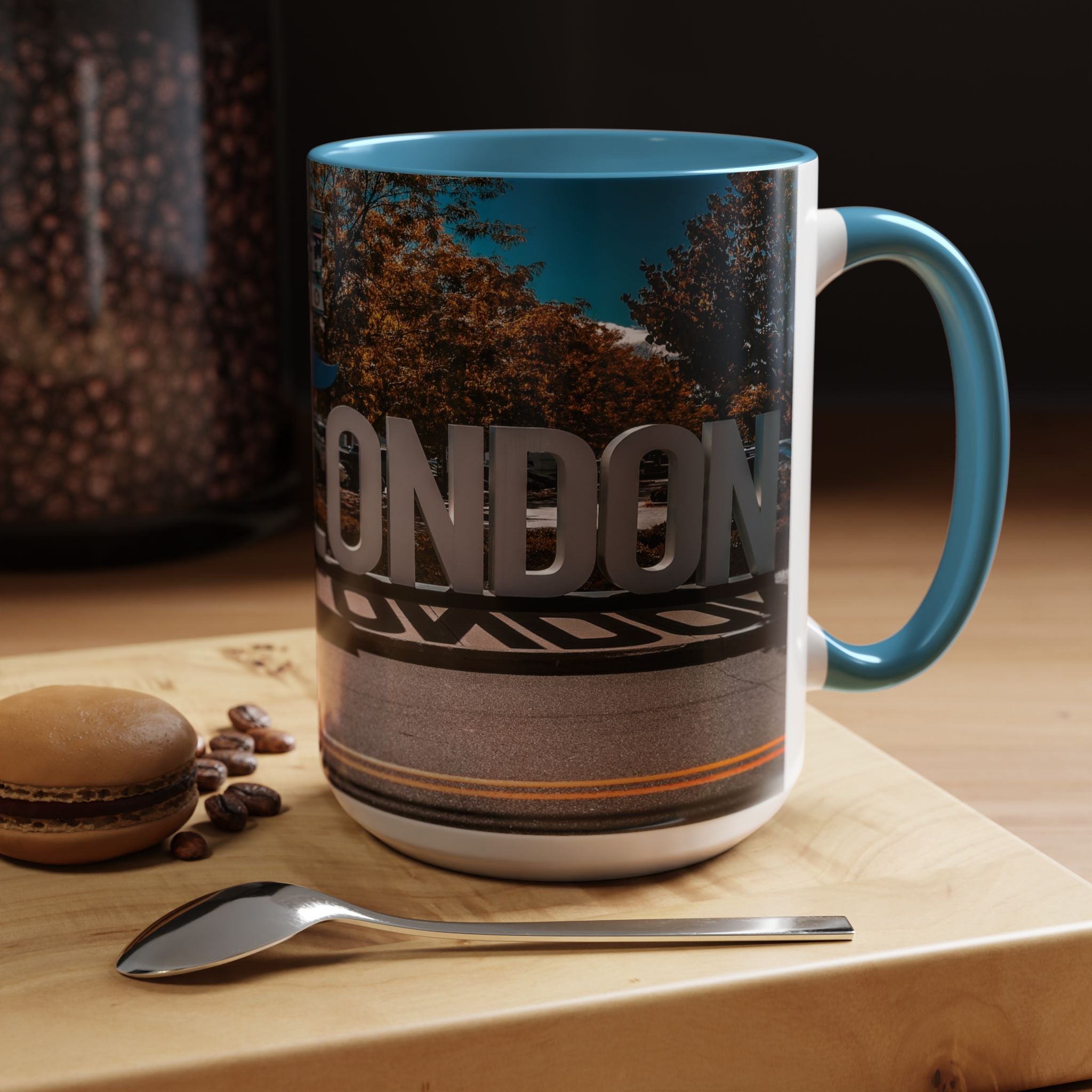 New London Sign  Accent Coffee Mug — Travel Souvenir 11/15oz