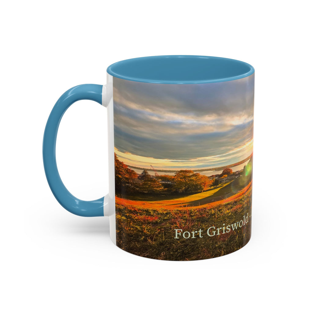 Fort Griswold - Groton Connecticut Sunset Accent Coffee Mug — Scenic Sunrise Landscape Ceramic Mug (11/15oz)