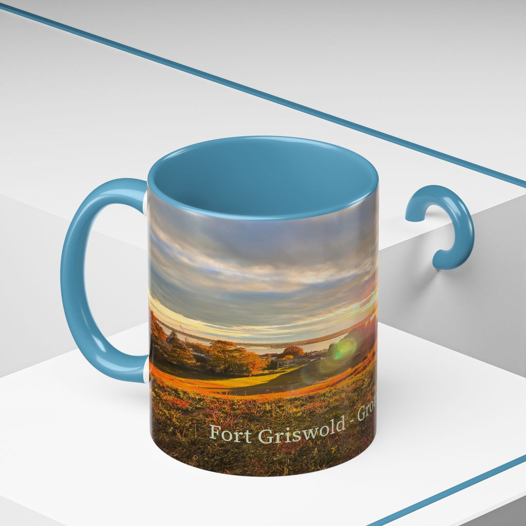 Fort Griswold - Groton Connecticut Sunset Accent Coffee Mug — Scenic Sunrise Landscape Ceramic Mug (11/15oz)