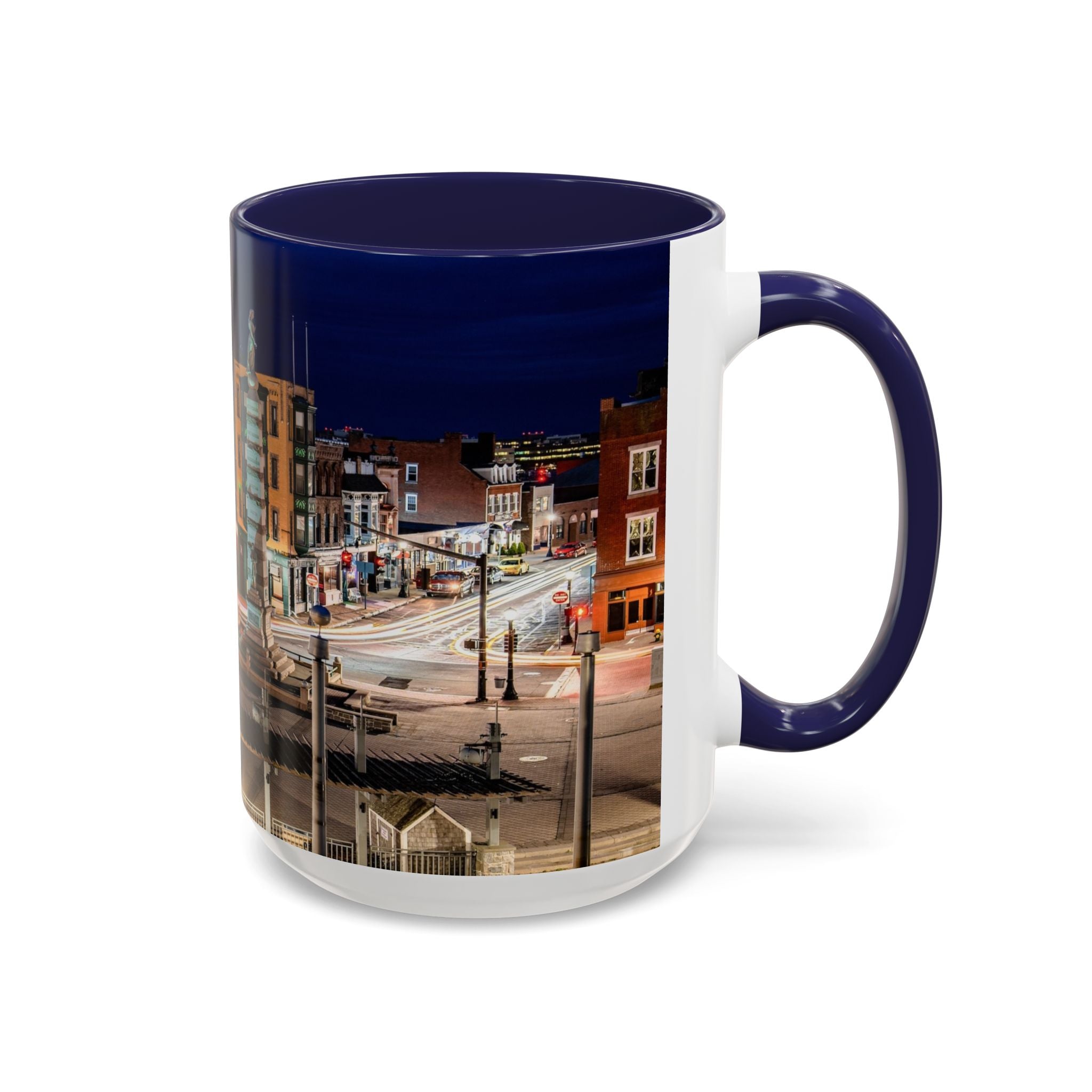 Parade Plaza New London Connecticut Long Exposure Nightscape Accent Coffee Mug — 11/15oz