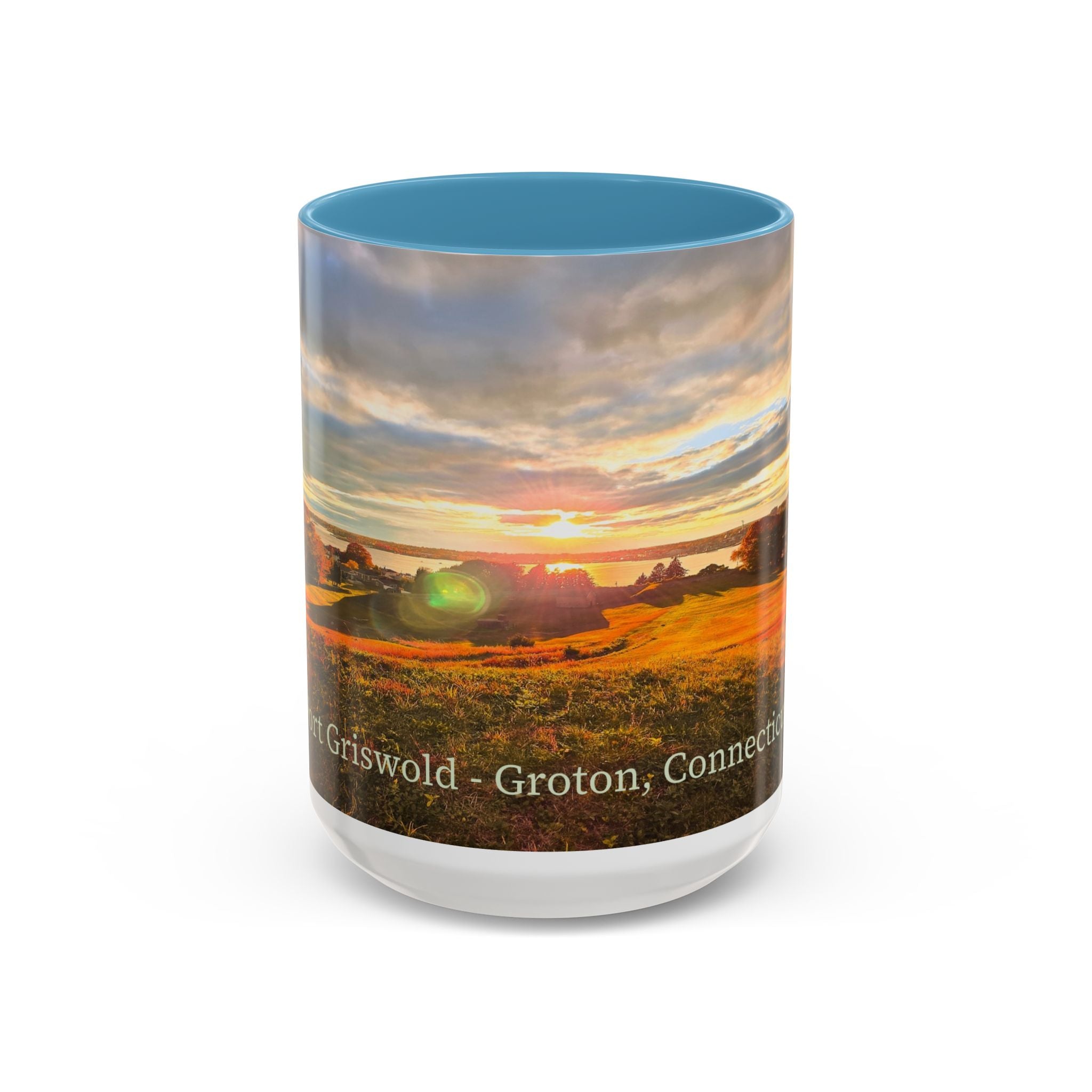 Fort Griswold - Groton Connecticut Sunset Accent Coffee Mug — Scenic Sunrise Landscape Ceramic Mug (11/15oz)