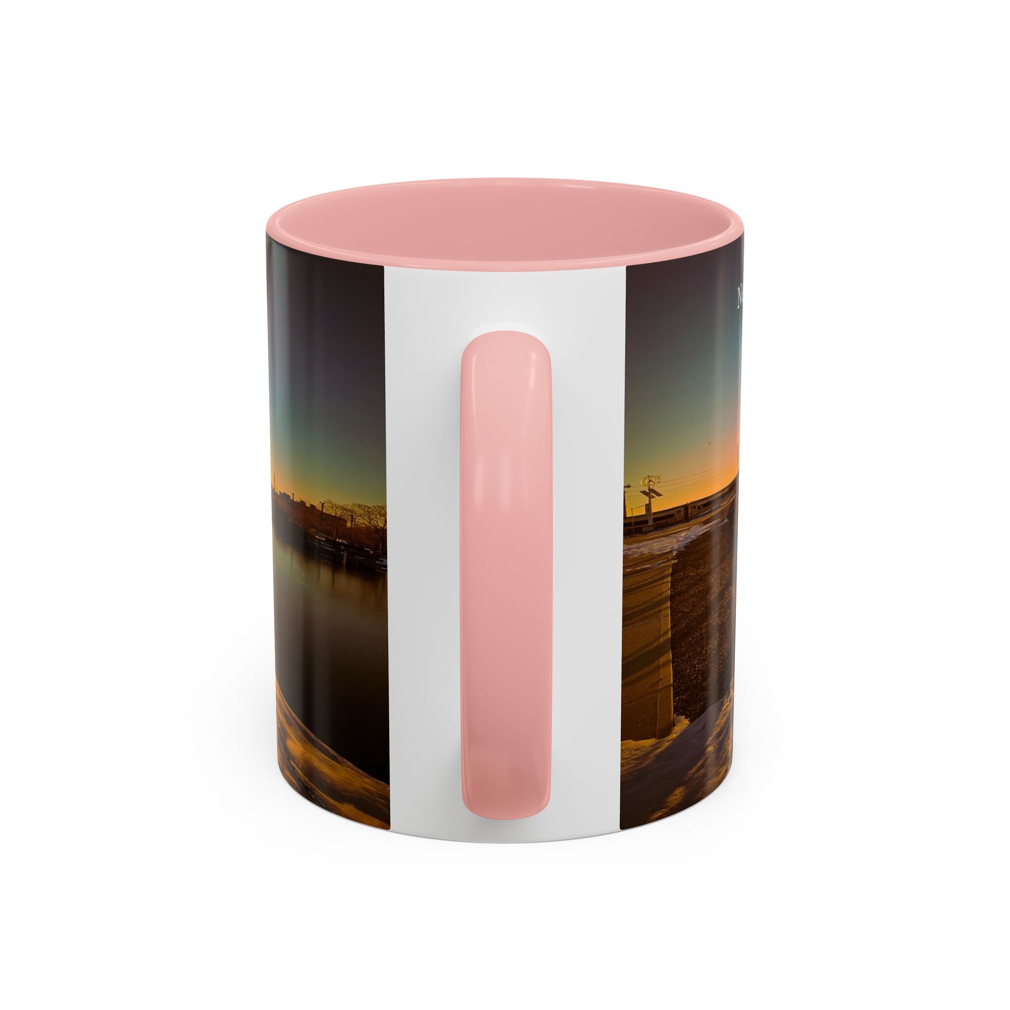 Shaws Cove Bridge - New london Connecticut Accent Coffee Mug — Scenic Sunrise Bridge Photo, 11/15oz