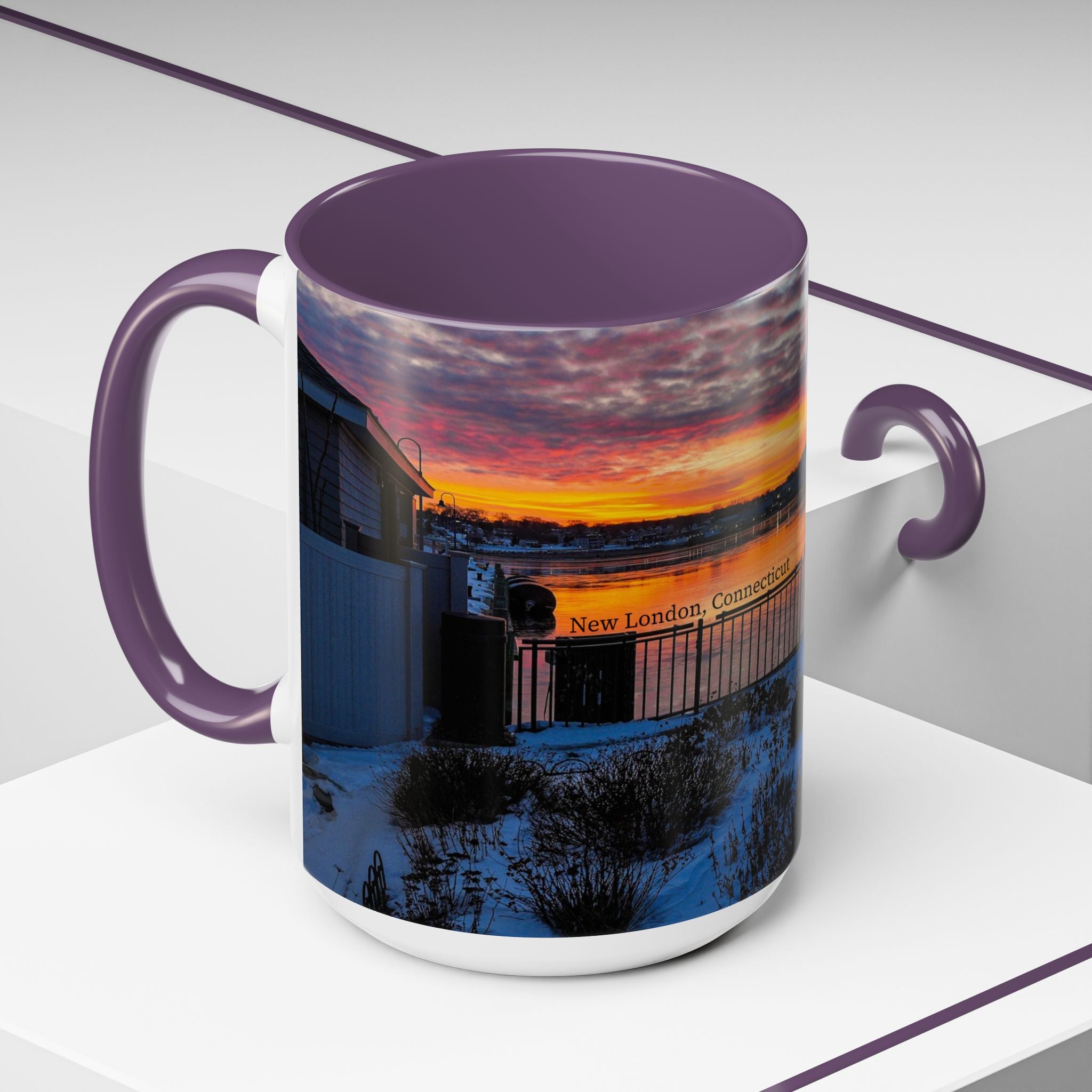 Eugene O'Neill Boy Statue New London Connecticut Sunrise Accent Coffee Mug