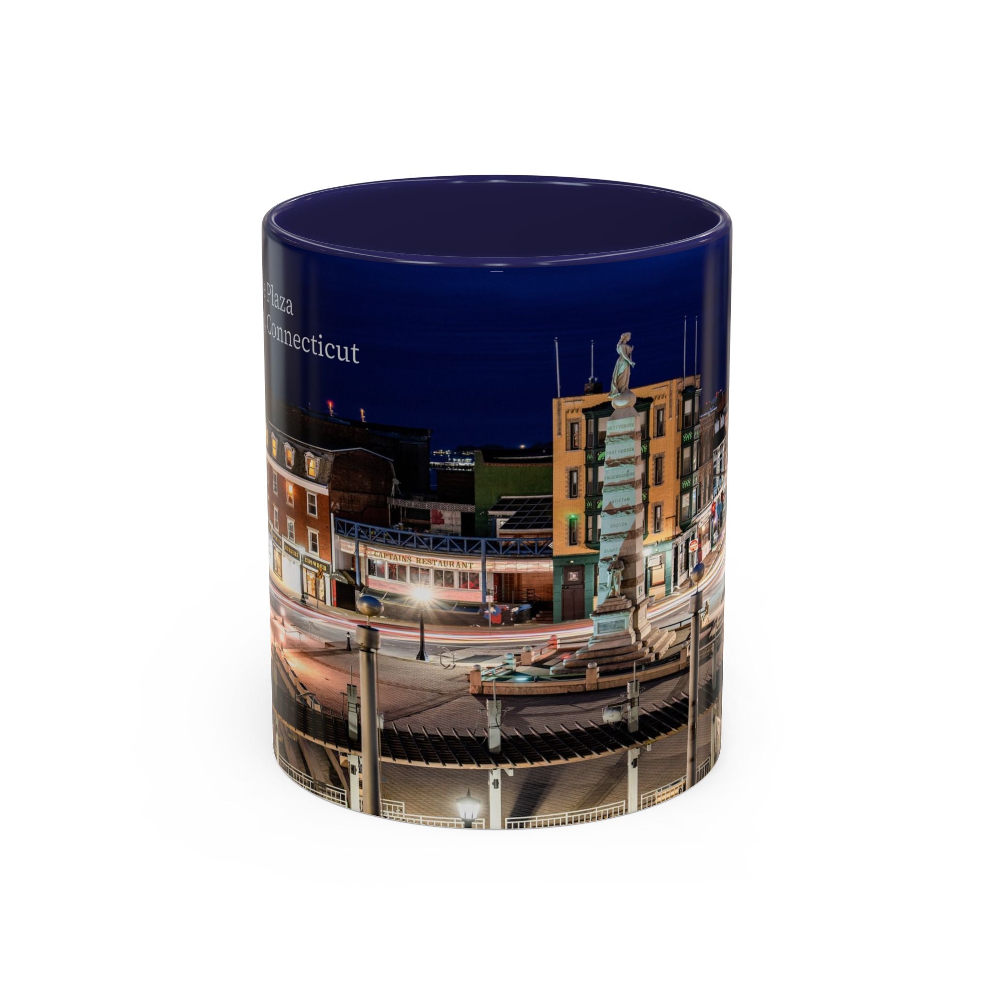 Parade Plaza New London Connecticut Long Exposure Nightscape Accent Coffee Mug — 11/15oz