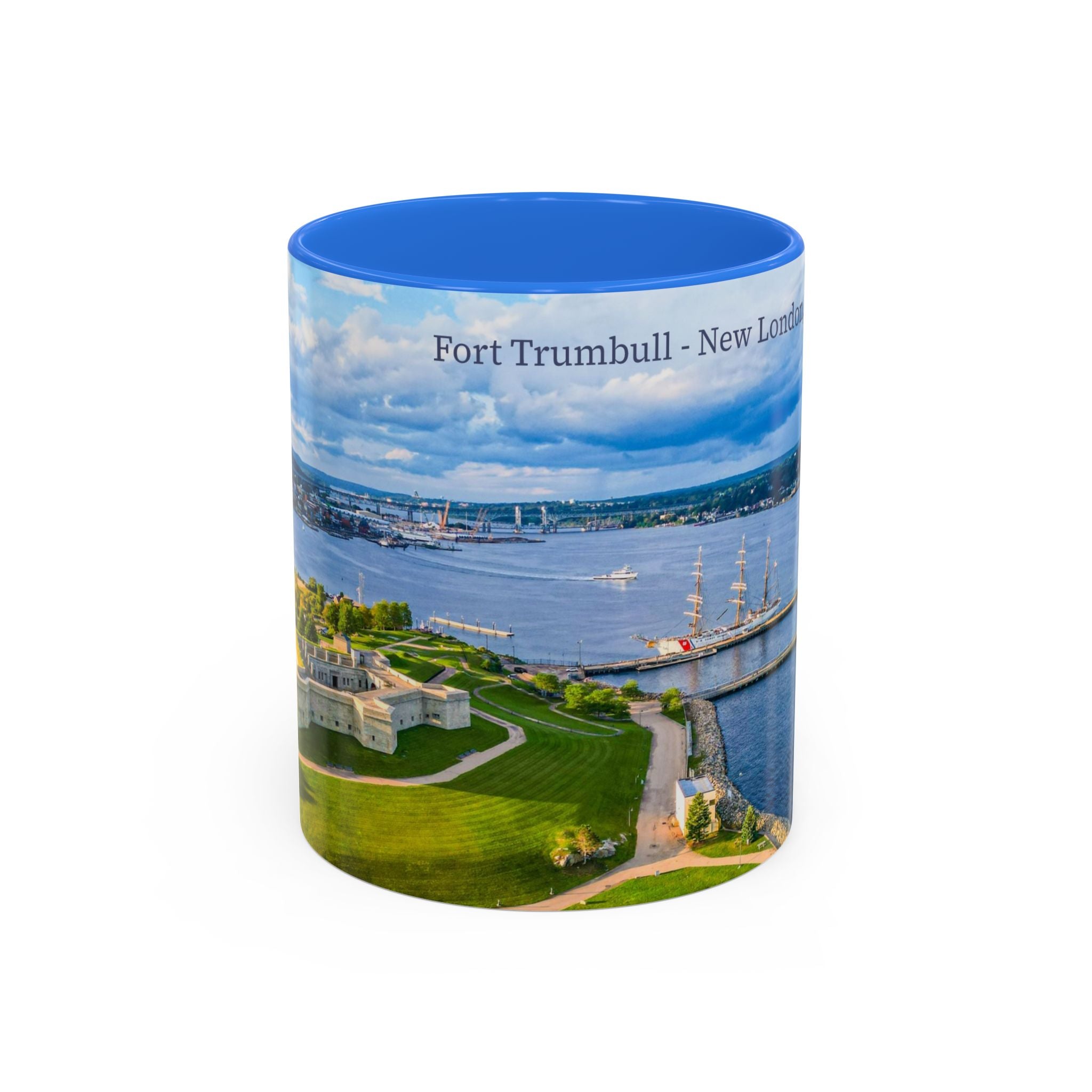 Fort Trumbull - New London, Connecticut Thames Rivers Mug – Scenic Waterfront Aerial Print (11oz & 15oz)