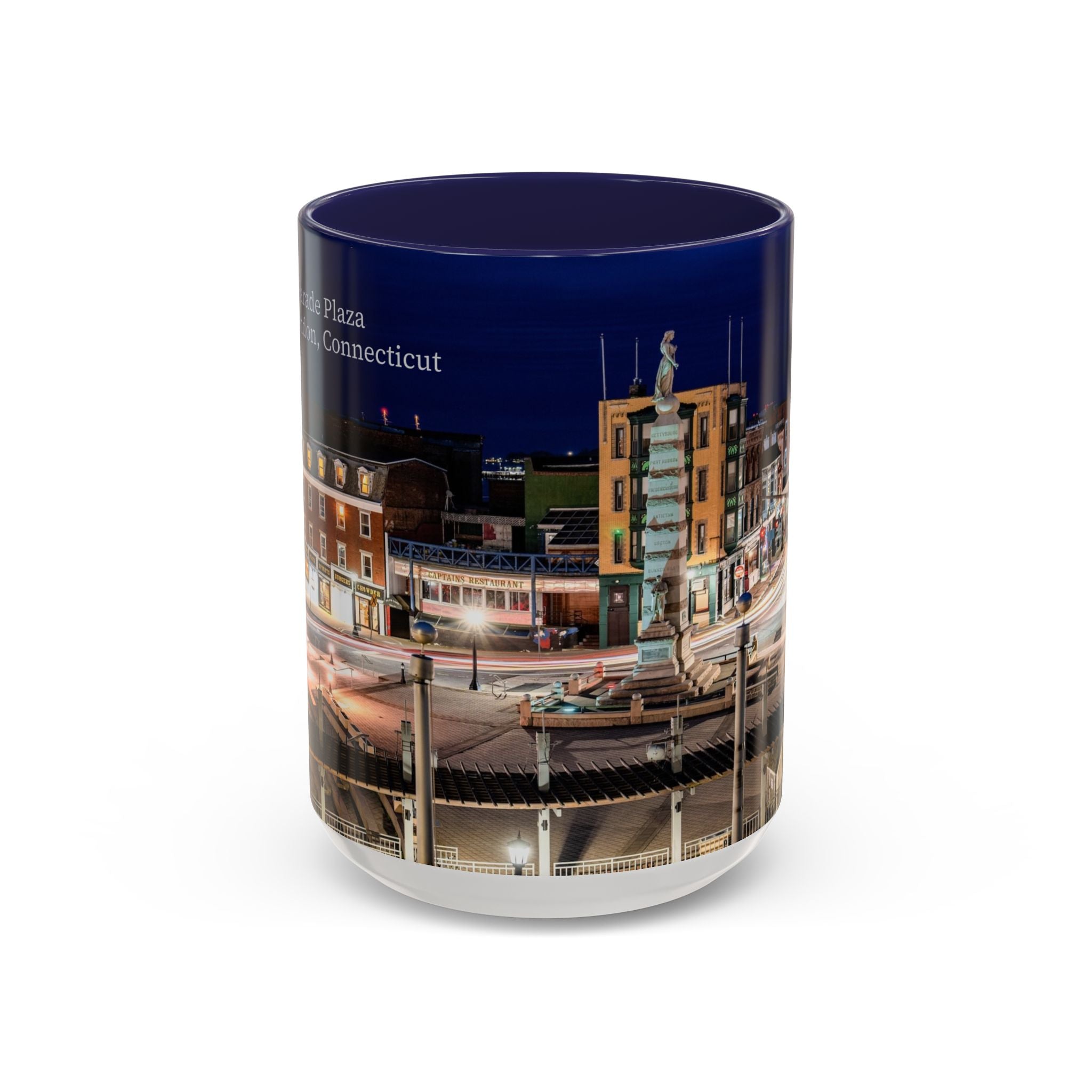 Parade Plaza New London Connecticut Long Exposure Nightscape Accent Coffee Mug — 11/15oz