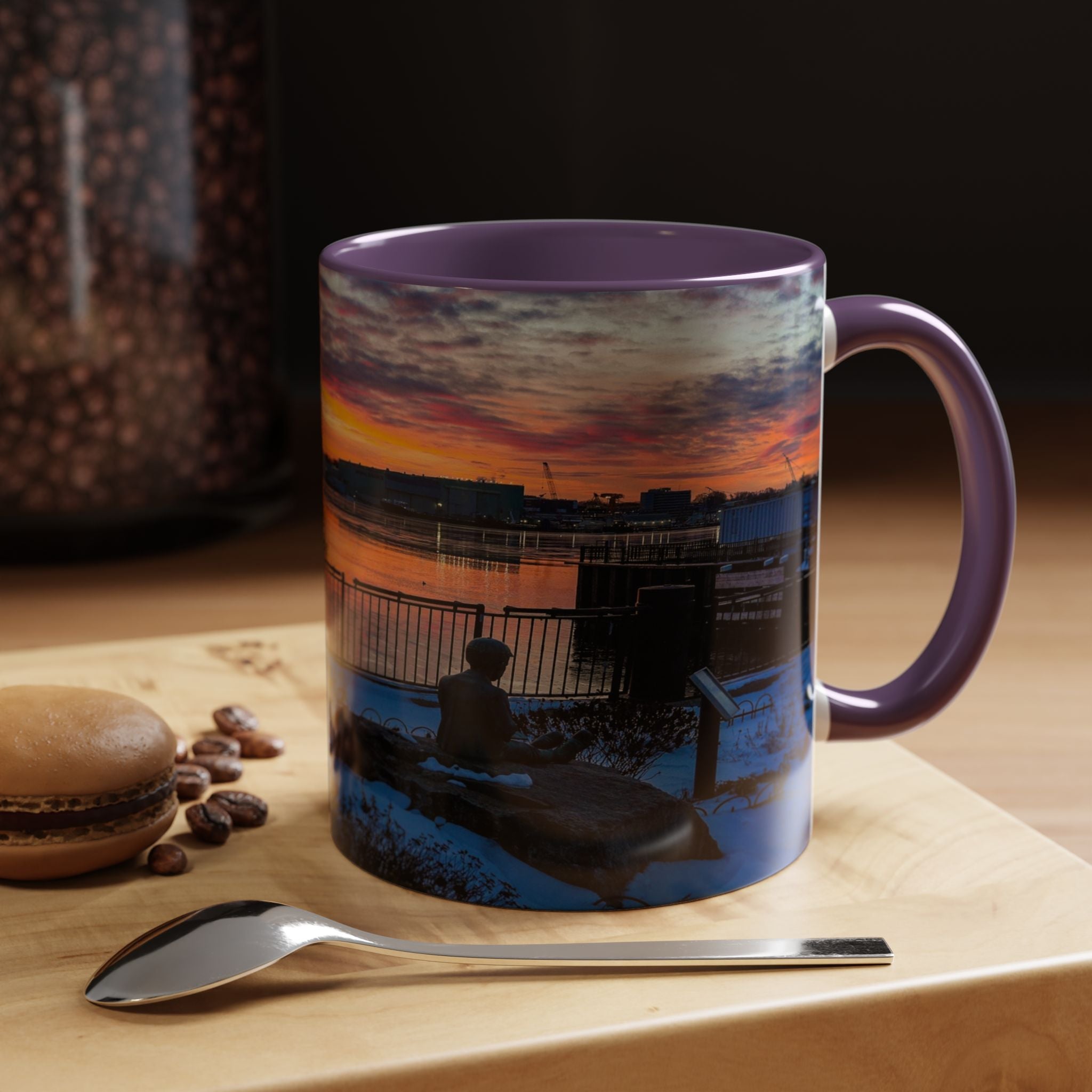 Eugene O'Neill Boy Statue New London Connecticut Sunrise Accent Coffee Mug