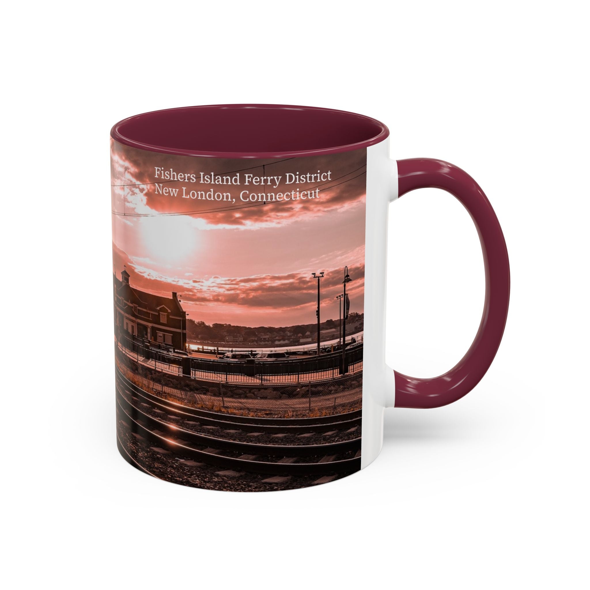 New London Sunrise Train Ceramic Mug (11oz/15oz) — Scenic Railroad Coffee Cup