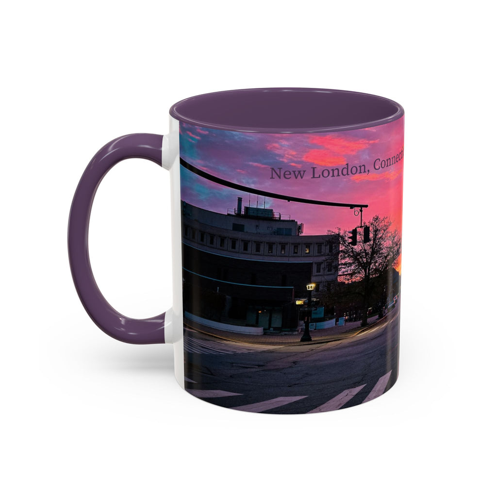 New London Eugene Oneil Sunrise Main Coffee Mug — Colorful Downtown Scenic Ceramic Mug (11oz/15oz)