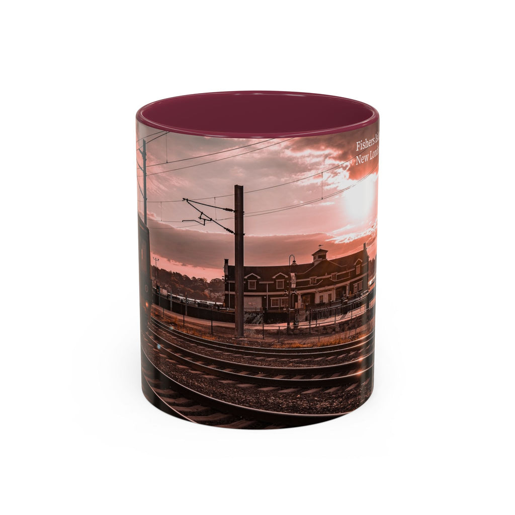 New London Sunrise Train Ceramic Mug (11oz/15oz) — Scenic Railroad Coffee Cup