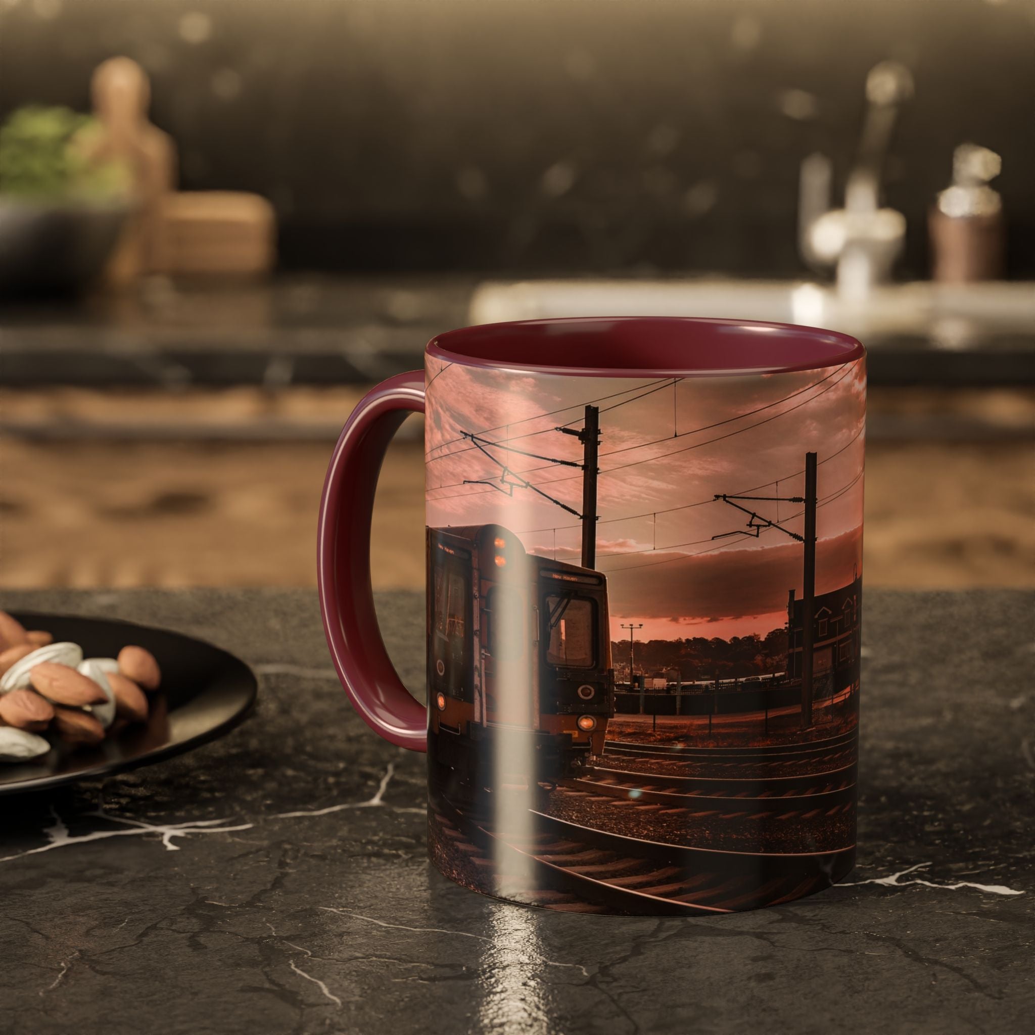 New London Sunrise Train Ceramic Mug (11oz/15oz) — Scenic Railroad Coffee Cup