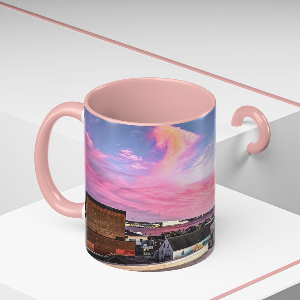 New London Sunset Skyline Accent Coffee Mug — Pink Interior Cityscape