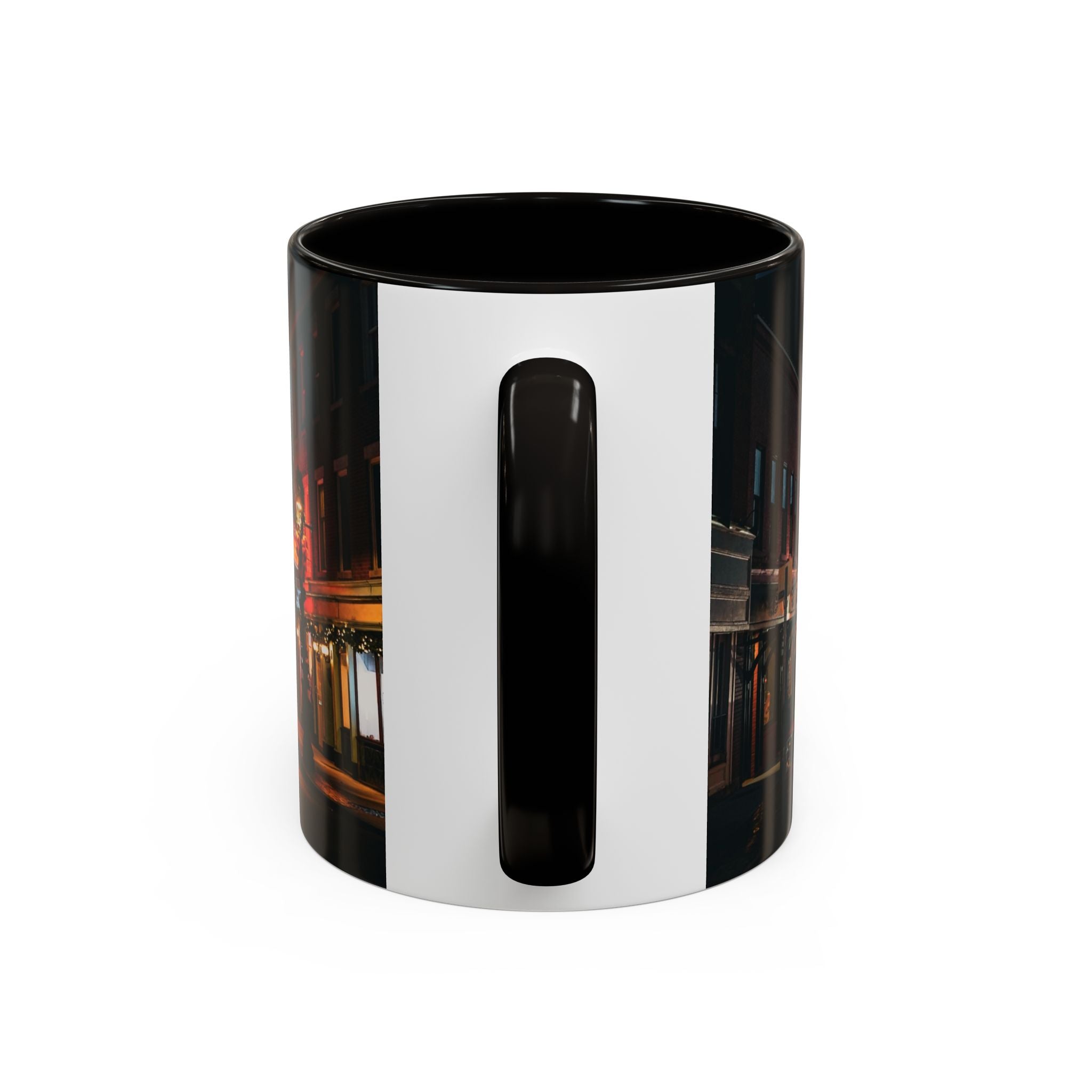 Bank Street New London, Connecticut Nightscape Mug — Scenic City Street Coffee Cup (11oz, 15oz)