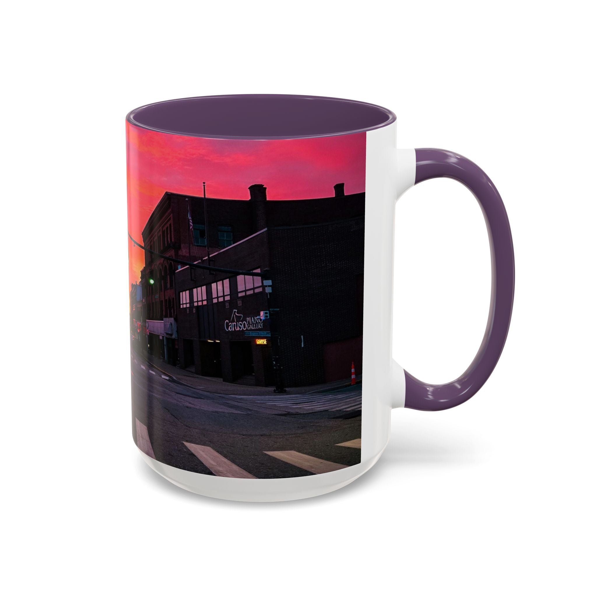 New London Eugene Oneil Sunrise Main Coffee Mug — Colorful Downtown Scenic Ceramic Mug (11oz/15oz)