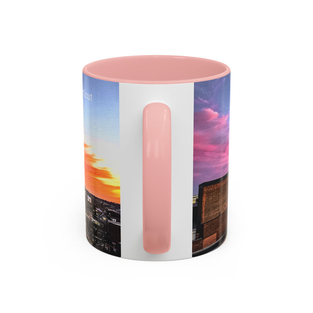 New London Sunset Skyline Accent Coffee Mug — Pink Interior Cityscape