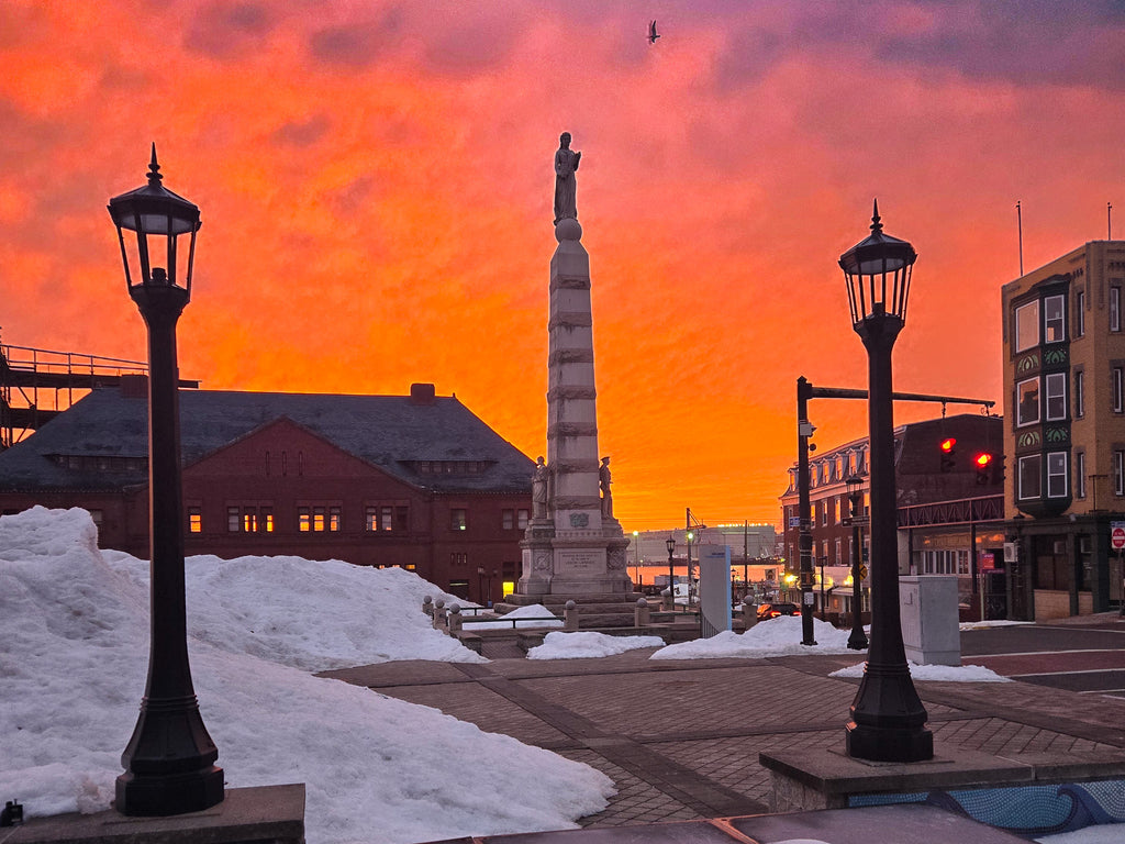 Soldiers and Sailors Monument New London Sunrise Coffee Mug — Scenic Downtown Monument Sunset Accent Mug (11/15oz)