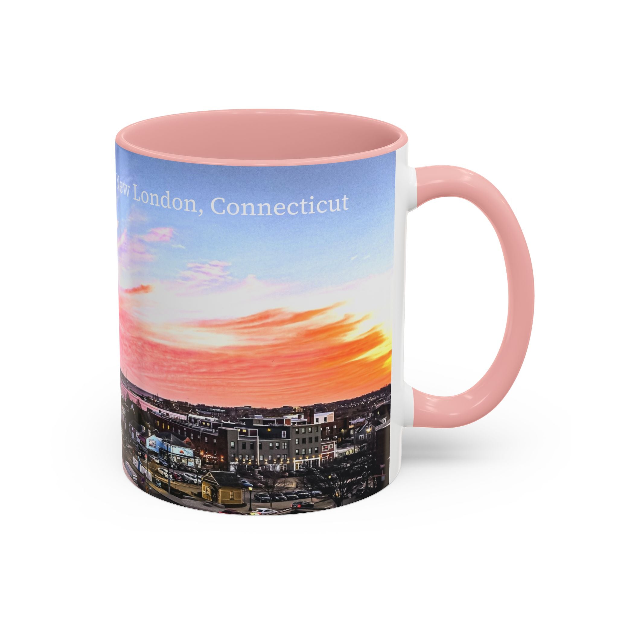 New London Sunset Skyline Accent Coffee Mug — Pink Interior Cityscape
