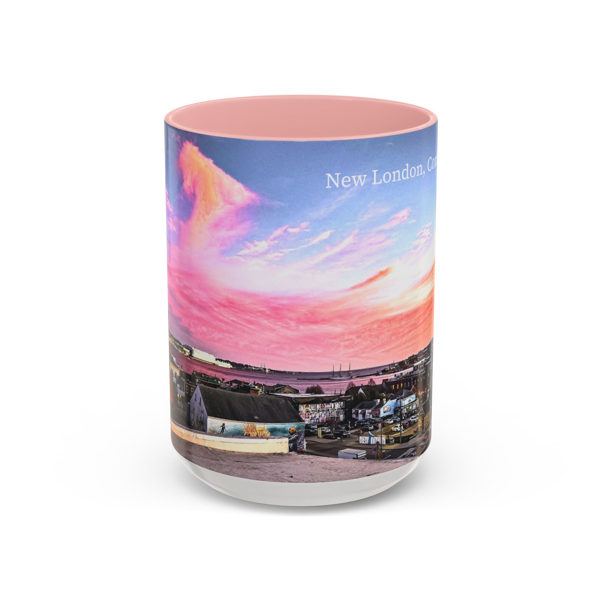 New London Sunset Skyline Accent Coffee Mug — Pink Interior Cityscape