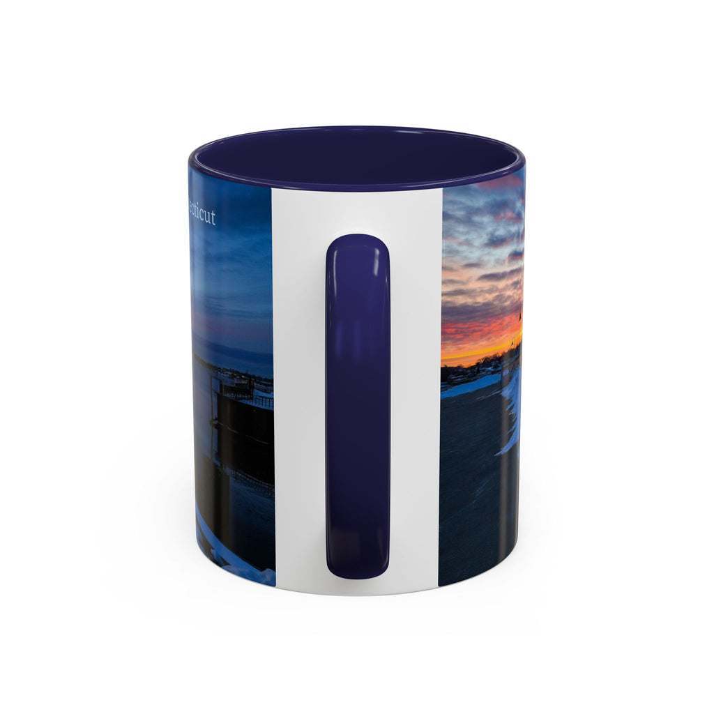 Thames River - New London Connecticut Scenic Coffee Mug — Sunrise Harbor Photo Accent Mug (11/15oz)