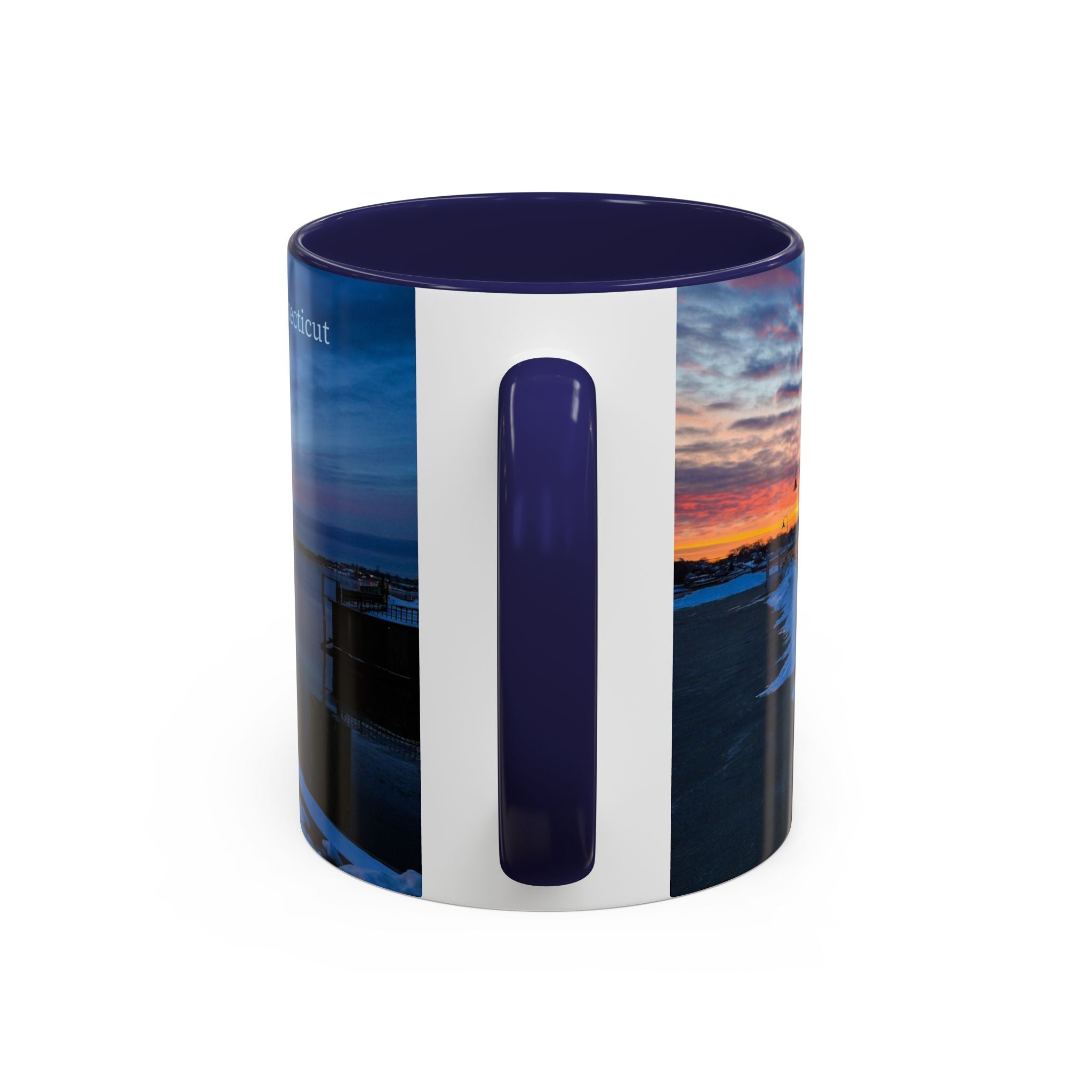 Thames River - New London Connecticut Scenic Coffee Mug — Sunrise Harbor Photo Accent Mug (11/15oz)