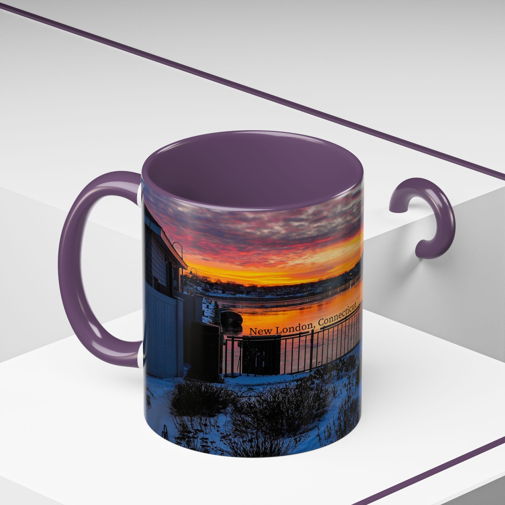 Eugene O'Neill Boy Statue New London Connecticut Sunrise Accent Coffee Mug