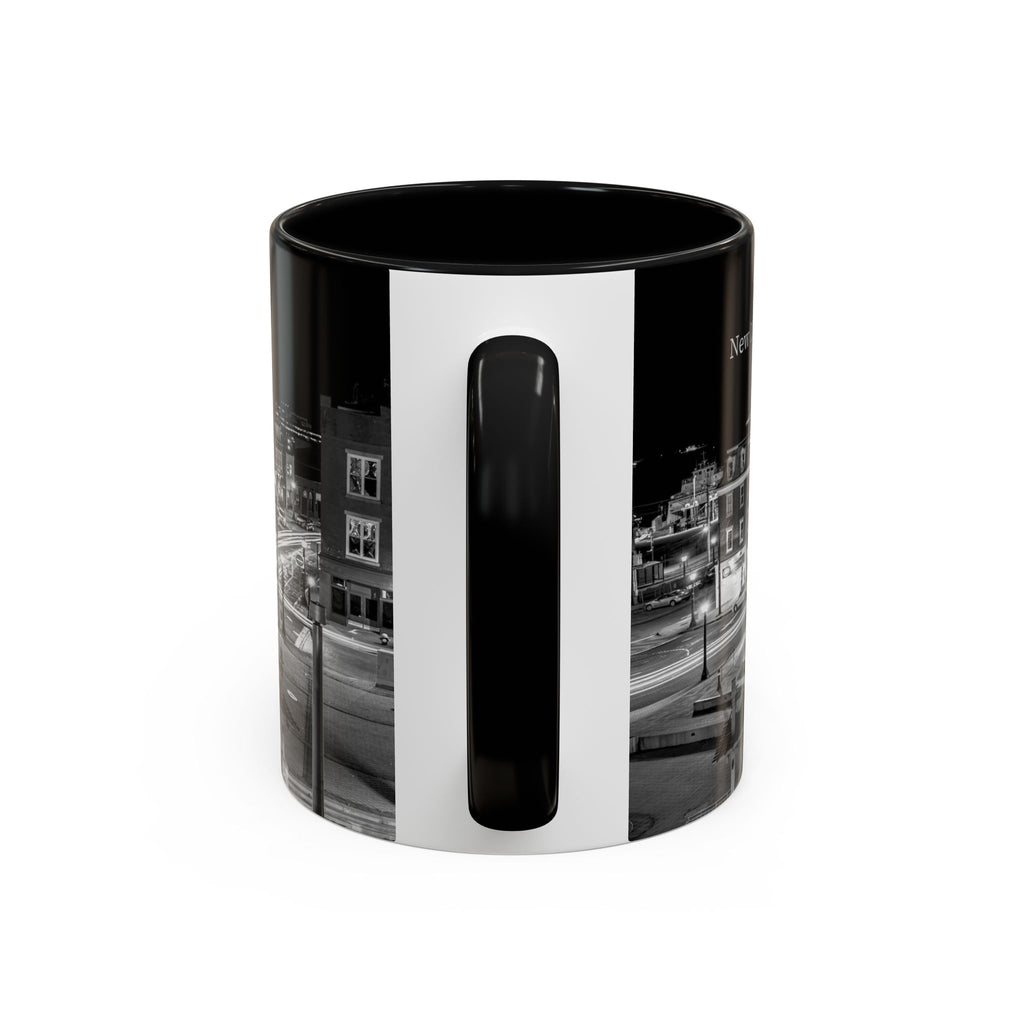 Parade Plaza New London Connecticut Long Exposure Nightscape Coffee Mug — Black & White City Photo Accent Mug (11/15oz)