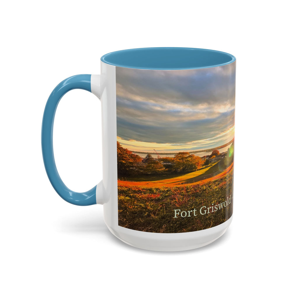 Fort Griswold - Groton Connecticut Sunset Accent Coffee Mug — Scenic Sunrise Landscape Ceramic Mug (11/15oz)