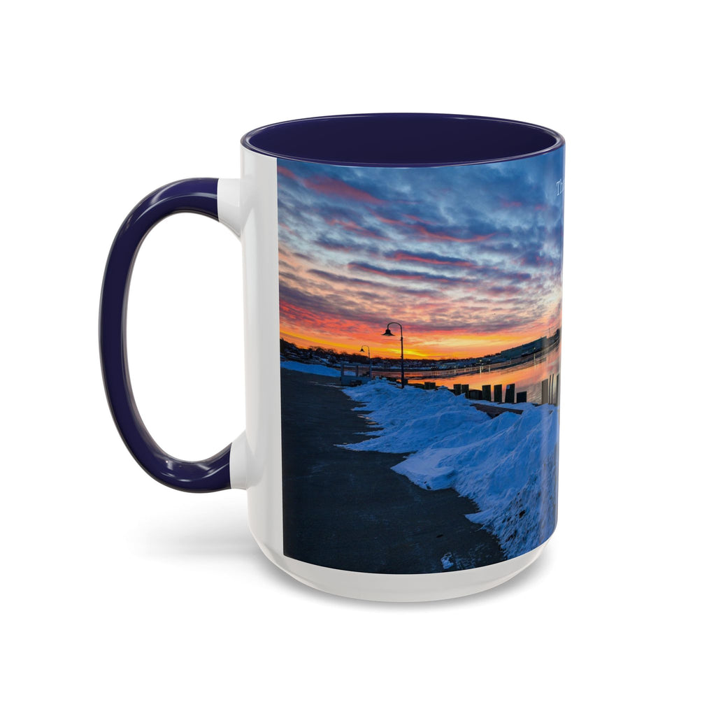 Thames River - New London Connecticut Scenic Coffee Mug — Sunrise Harbor Photo Accent Mug (11/15oz)