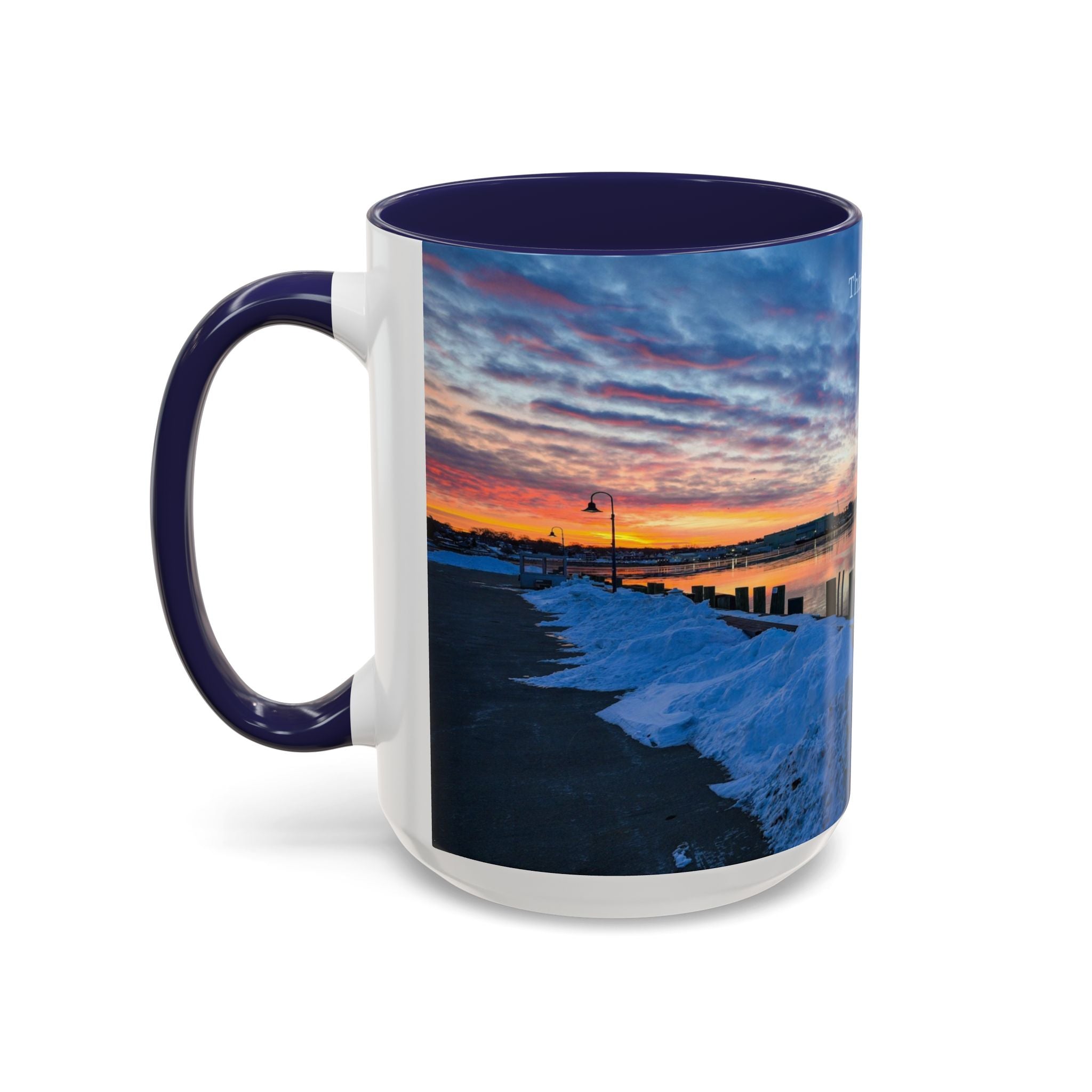 Thames River - New London Connecticut Scenic Coffee Mug — Sunrise Harbor Photo Accent Mug (11/15oz)