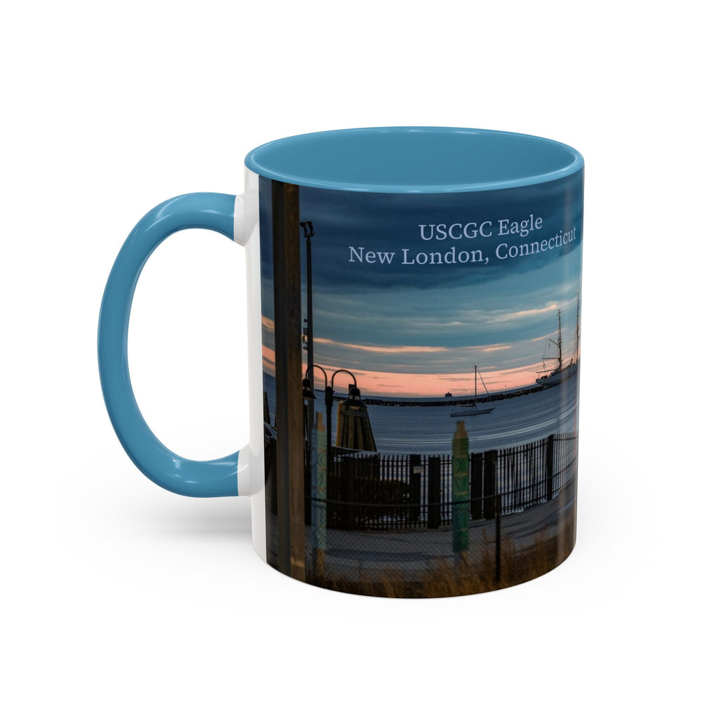 USCGC Eagle New London Connecticut Harbor Sunset Accent Coffee Mug — Scenic Waterfront Photo Mug (11/15oz)