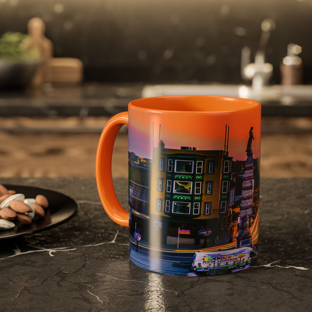 New London Soldiers & Sailors Monument Sunset Mug — Vibrant Downtown Photo Coffee Cup (11oz/15oz)