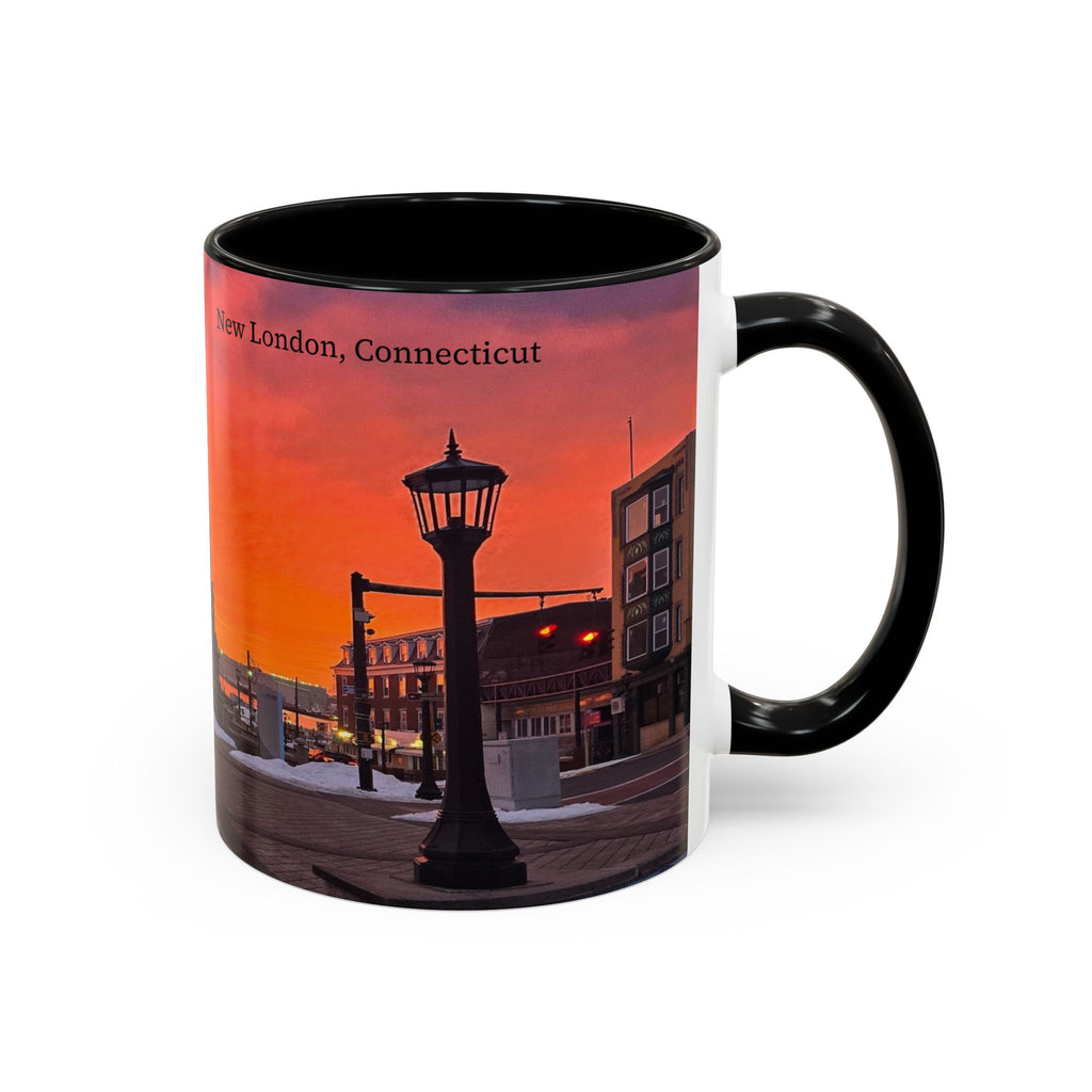 Soldiers and Sailors Monument New London Sunrise Coffee Mug — Scenic Downtown Monument Sunset Accent Mug (11/15oz)