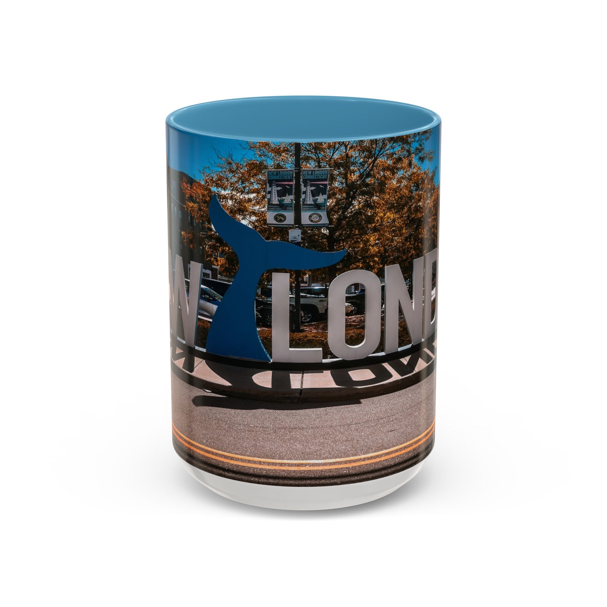 New London Sign  Accent Coffee Mug — Travel Souvenir 11/15oz