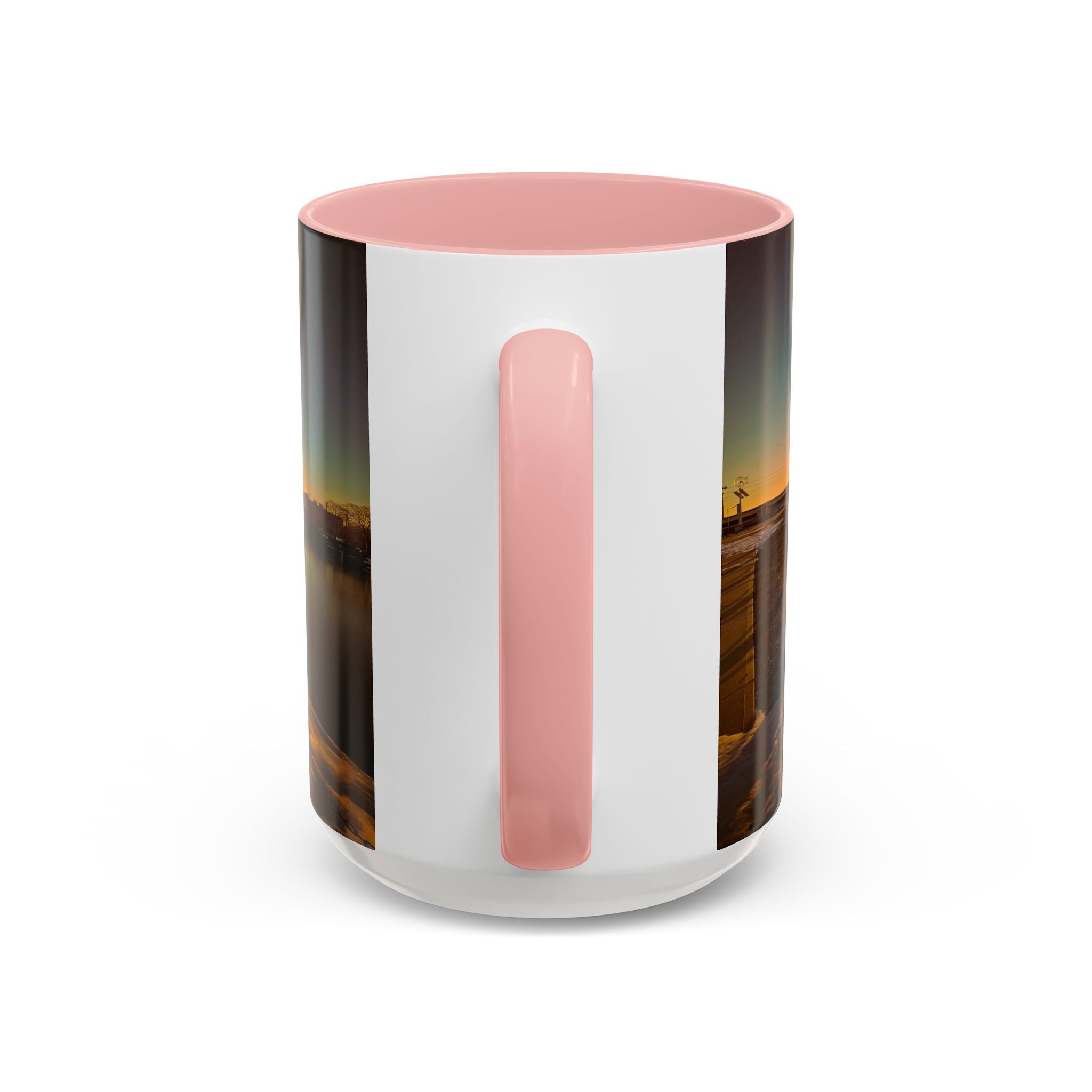 Shaws Cove Bridge - New london Connecticut Accent Coffee Mug — Scenic Sunrise Bridge Photo, 11/15oz