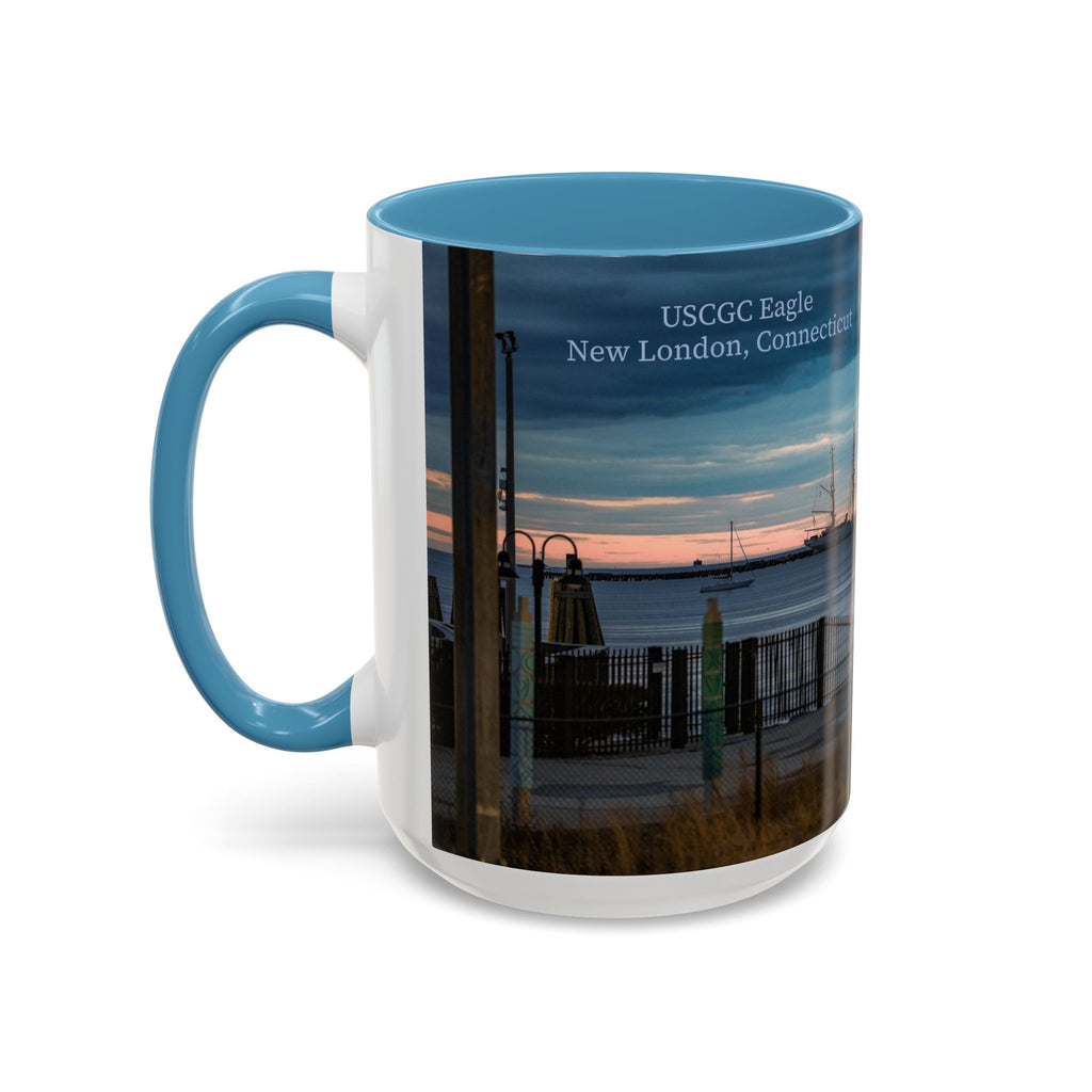 USCGC Eagle New London Connecticut Harbor Sunset Accent Coffee Mug — Scenic Waterfront Photo Mug (11/15oz)