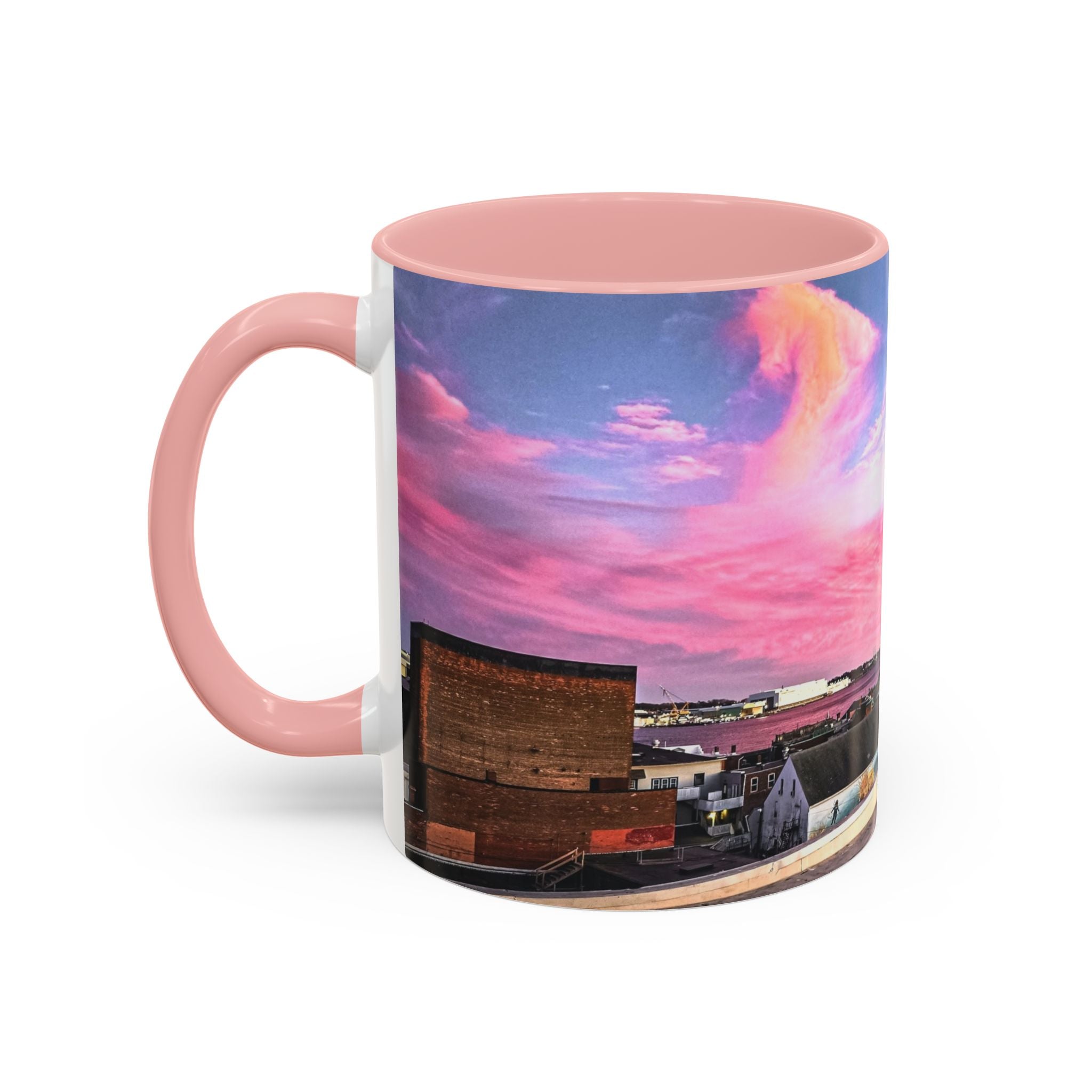New London Sunset Skyline Accent Coffee Mug — Pink Interior Cityscape