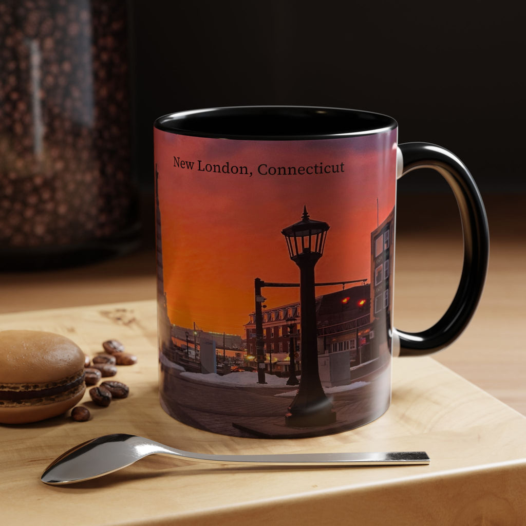 Soldiers and Sailors Monument New London Sunrise Coffee Mug — Scenic Downtown Monument Sunset Accent Mug (11/15oz)