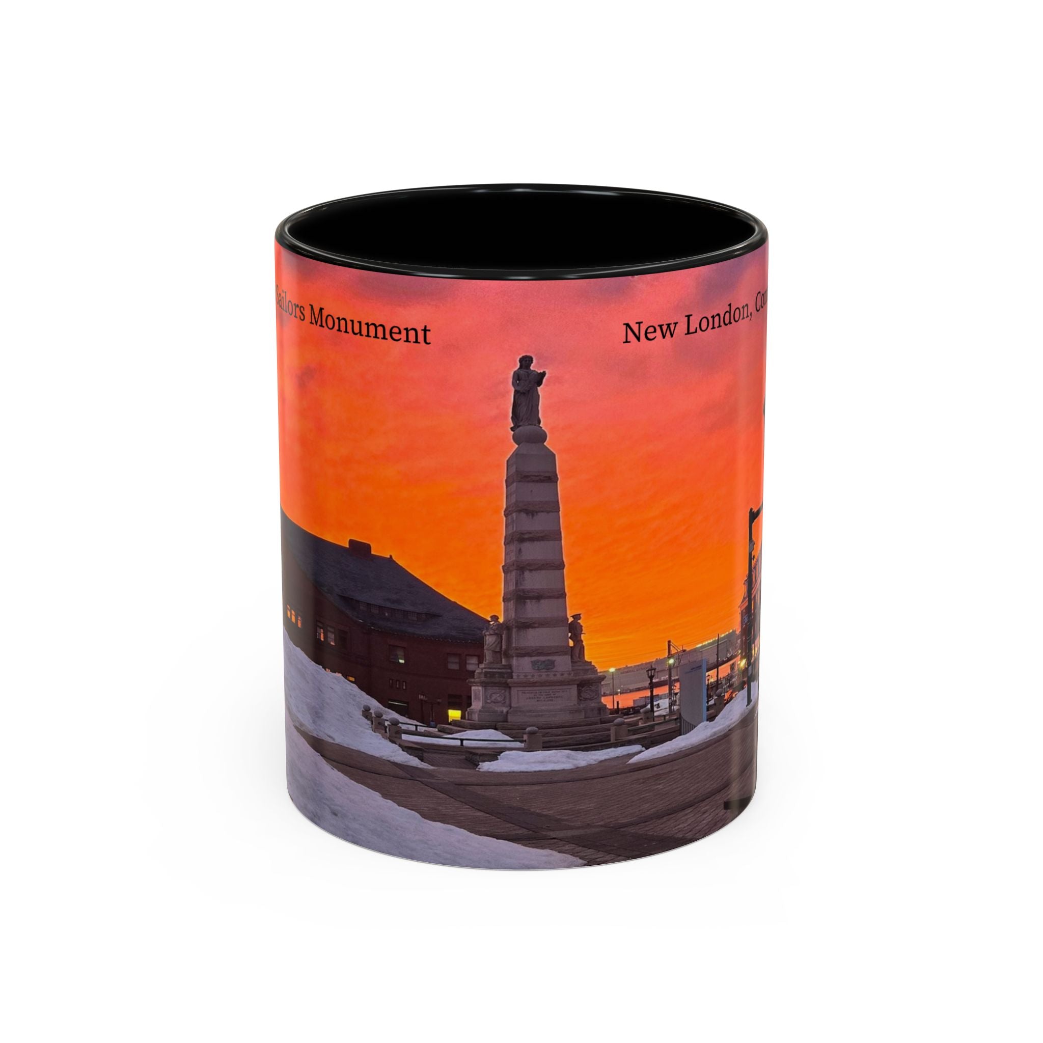 Soldiers and Sailors Monument New London Sunrise Coffee Mug — Scenic Downtown Monument Sunset Accent Mug (11/15oz)