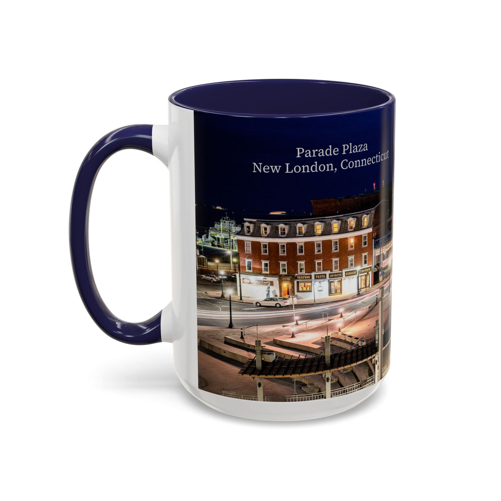 Parade Plaza New London Connecticut Long Exposure Nightscape Accent Coffee Mug — 11/15oz