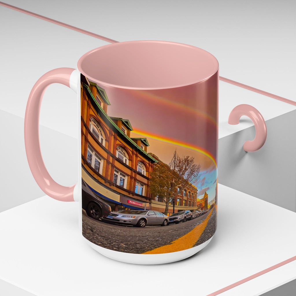 New London State Street Rainbow Coffee Mug — Scenic City Street Photo Accent Mug (11/15oz)